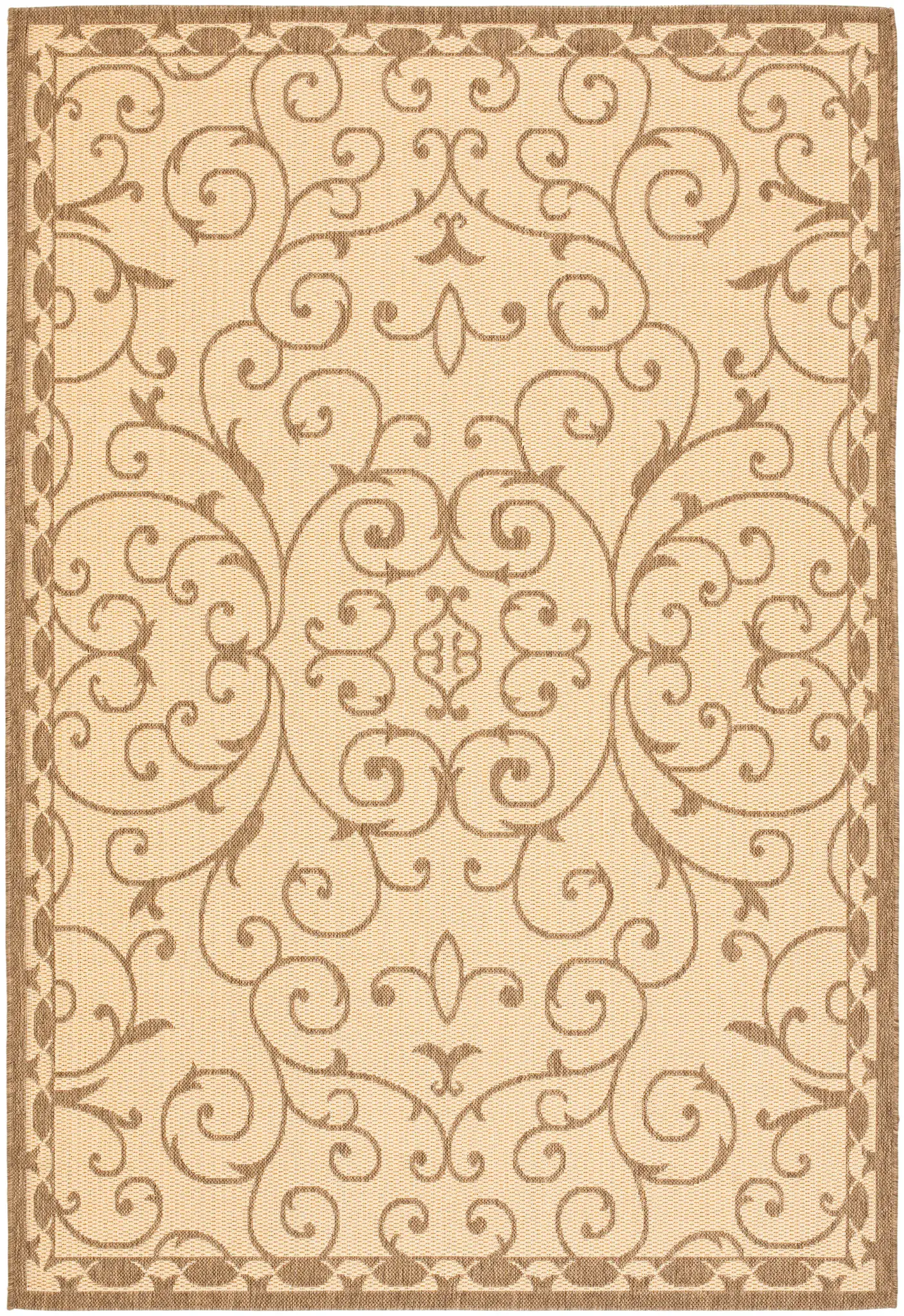 Courtyard Scrollwork Bordered Outdoor Rug