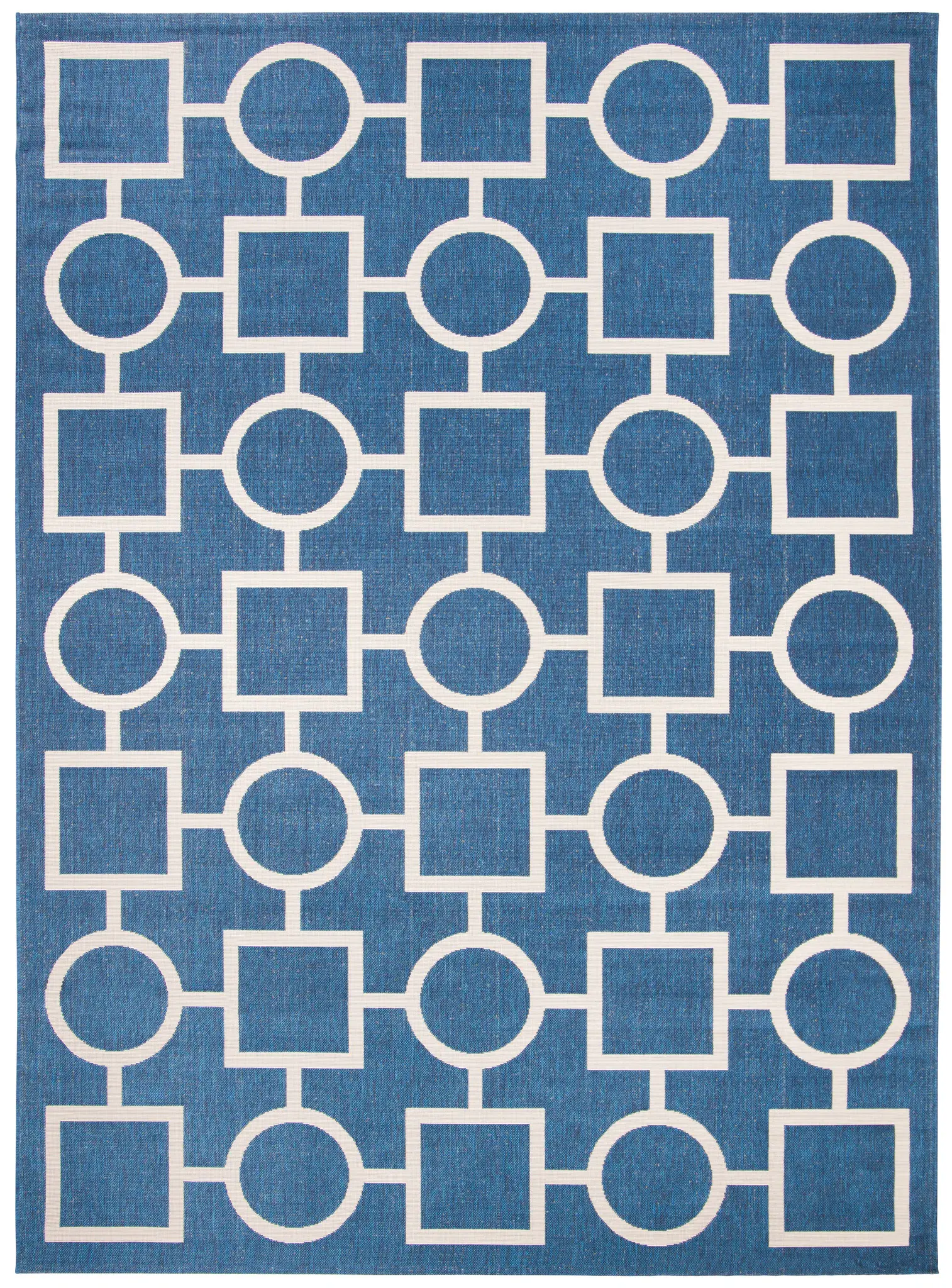 Courtyard Geometric Grid Outdoor Rug