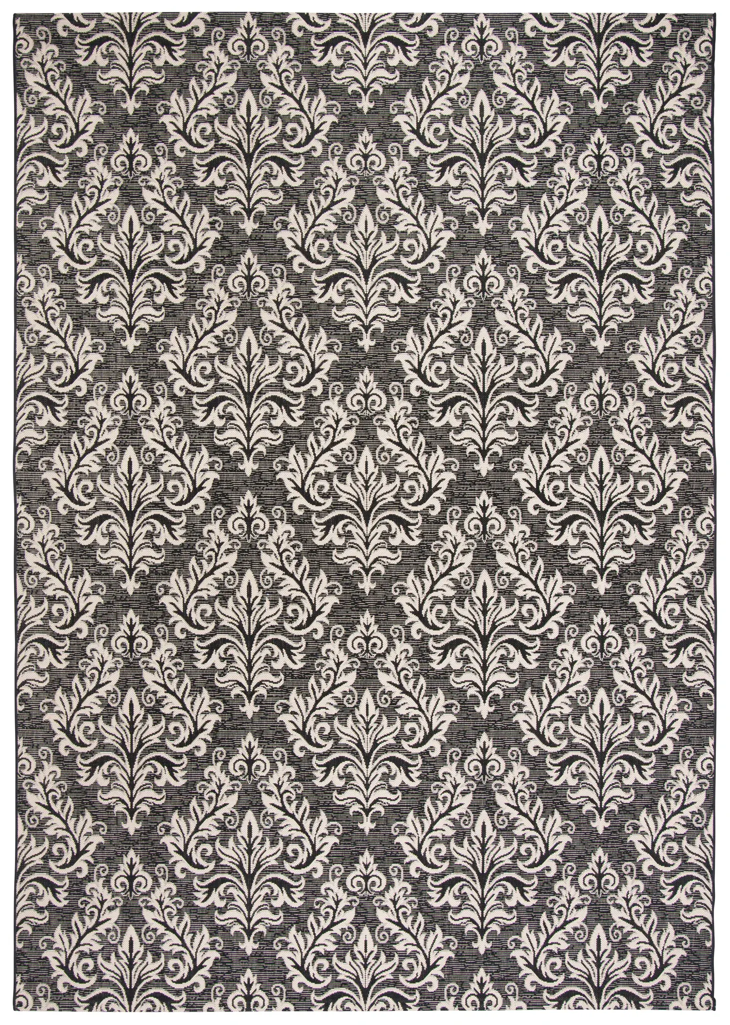 Courtyard Allover Damask Outdoor Rug