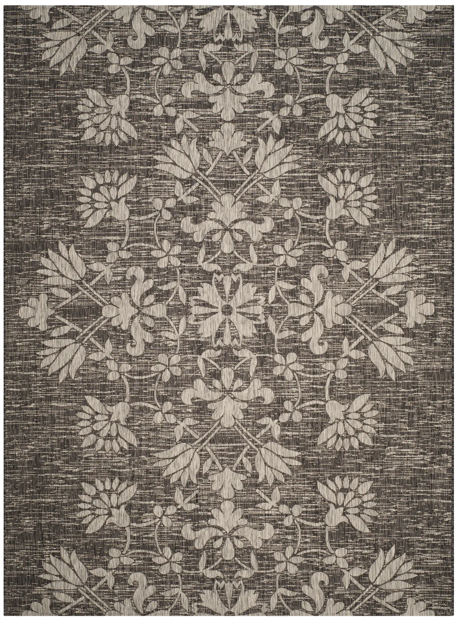 Courtyard Symmetrical Floral Outdoor Rug