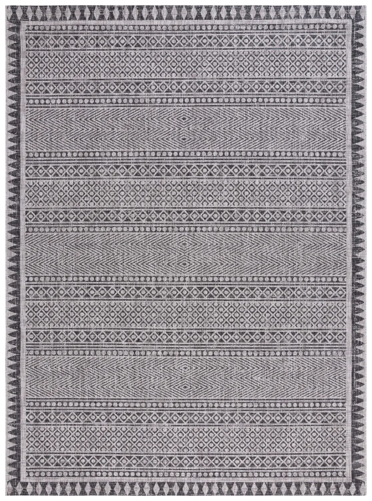 Courtyard Tribal Bordered Stripe Outdoor Rug