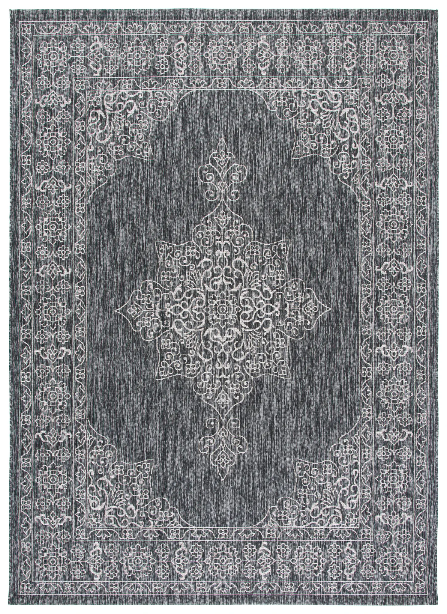 Courtyard Medallion Border Outdoor Rug