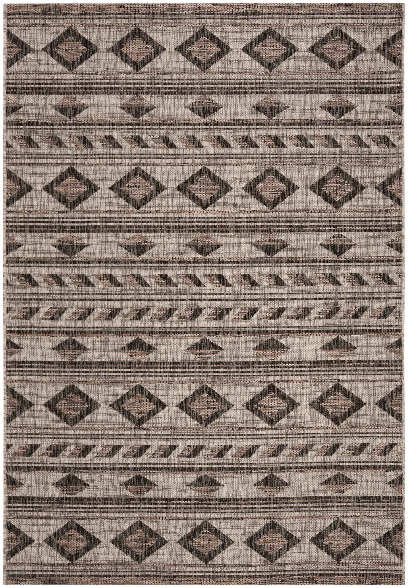 Courtyard Banded Diamond Outdoor Rug