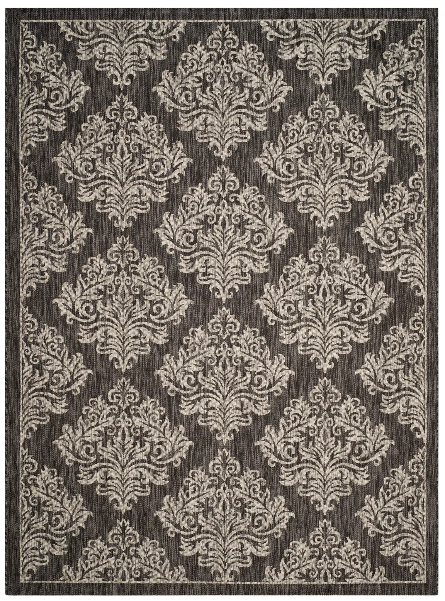 Courtyard Allover Damask Outdoor Rug