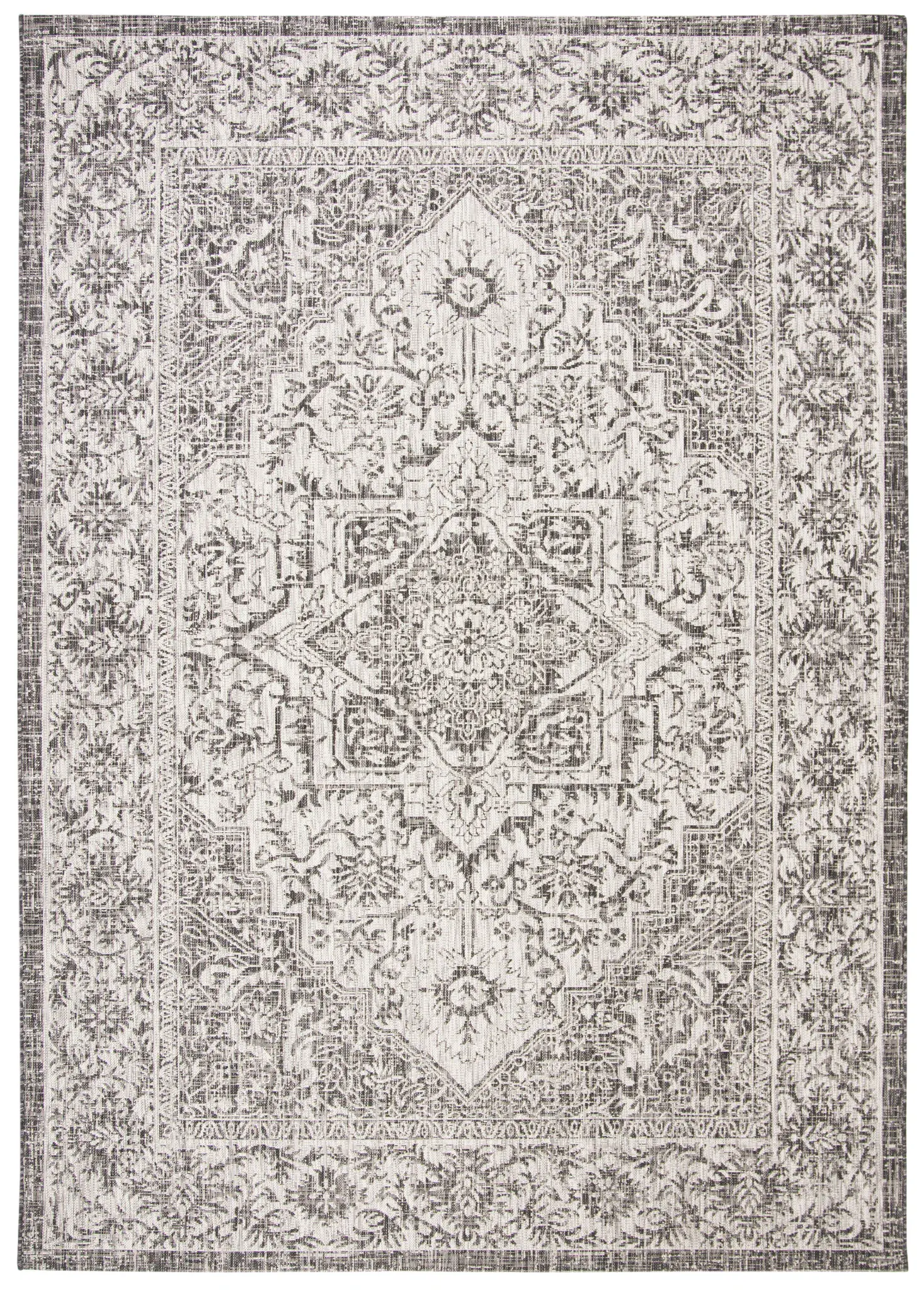 Courtyard Distressed Medallion Outdoor Rug