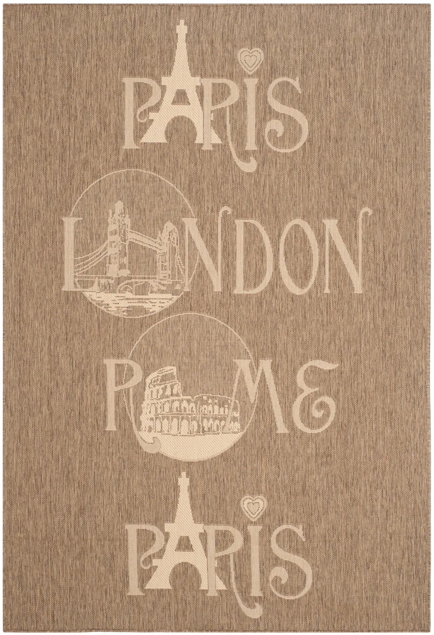 Courtyard Destinations Travel Typography Outdoor Rug