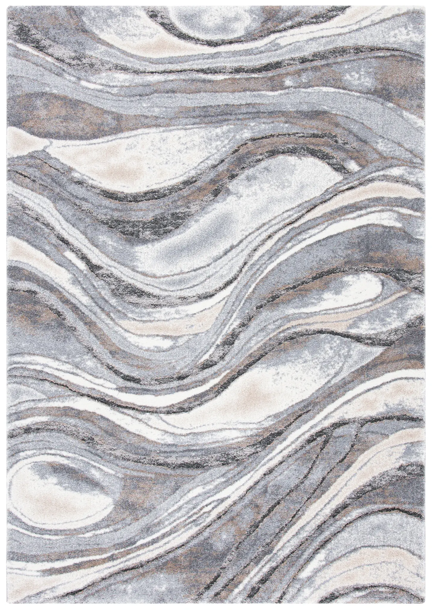 Cyrus Swirling Band Shag Rug