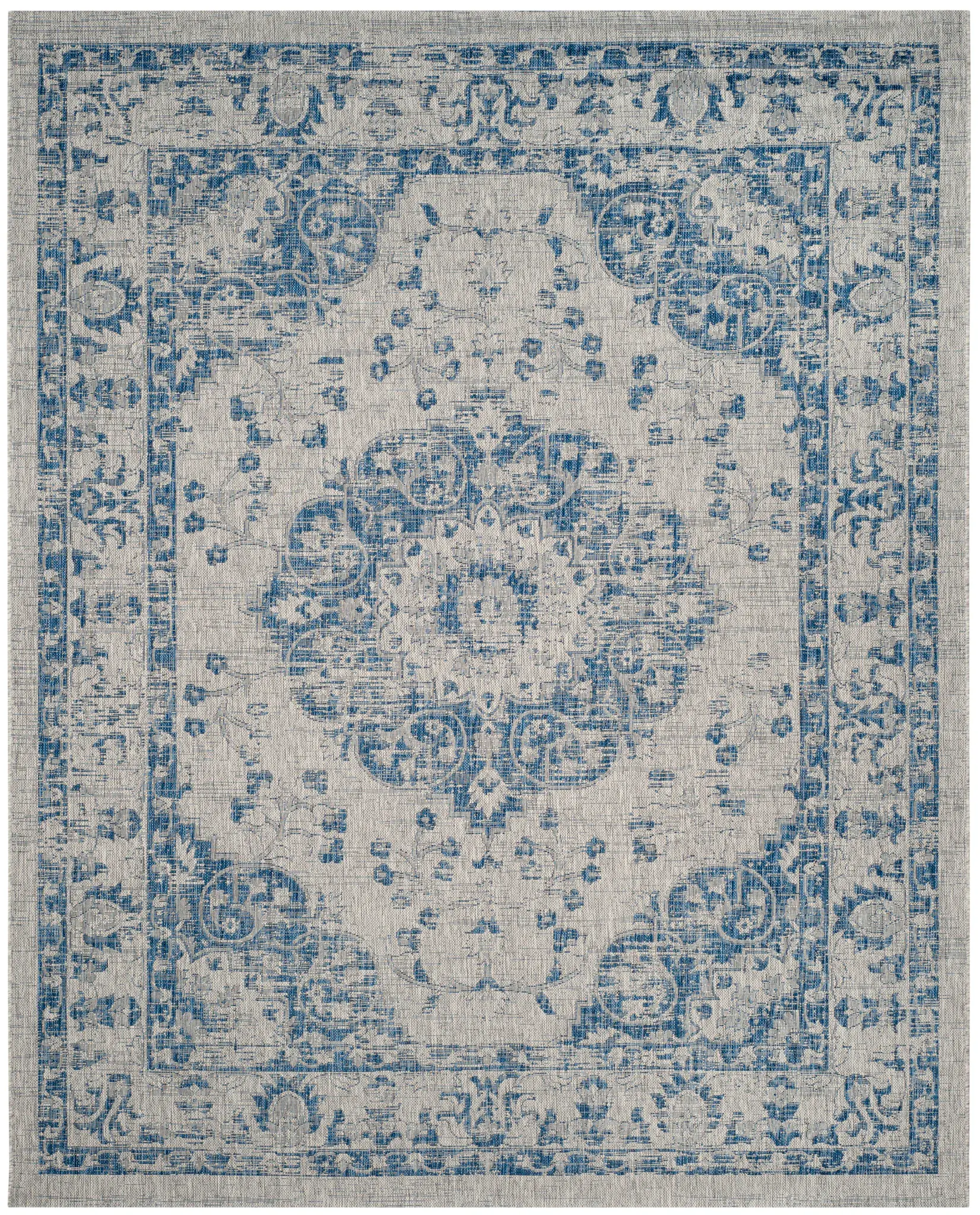 Courtyard Floral Tile Outdoor Rug