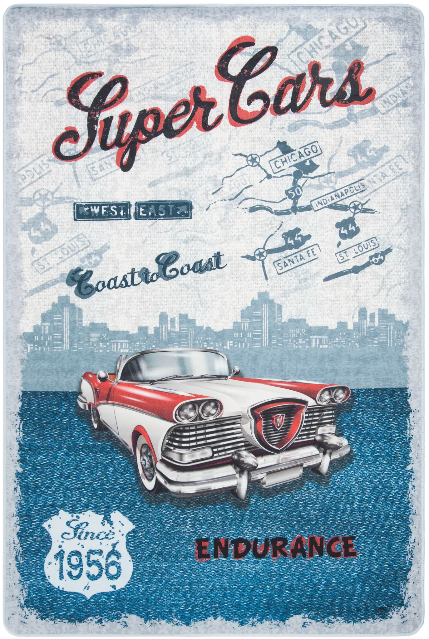 Daytona Vintage Car Washable Rug