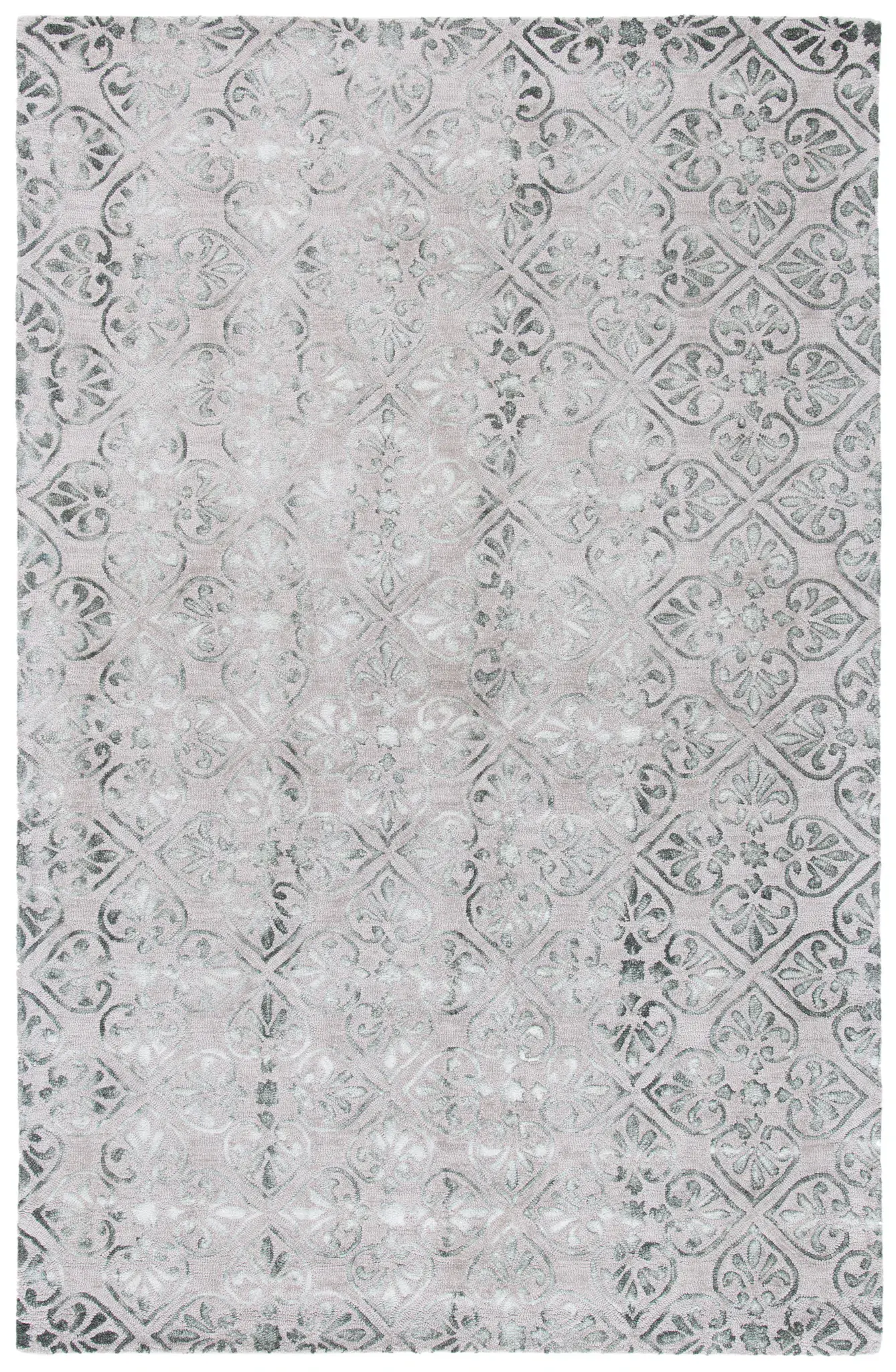 Dip Dye Floral Tile Hand-Tufted Wool Rug