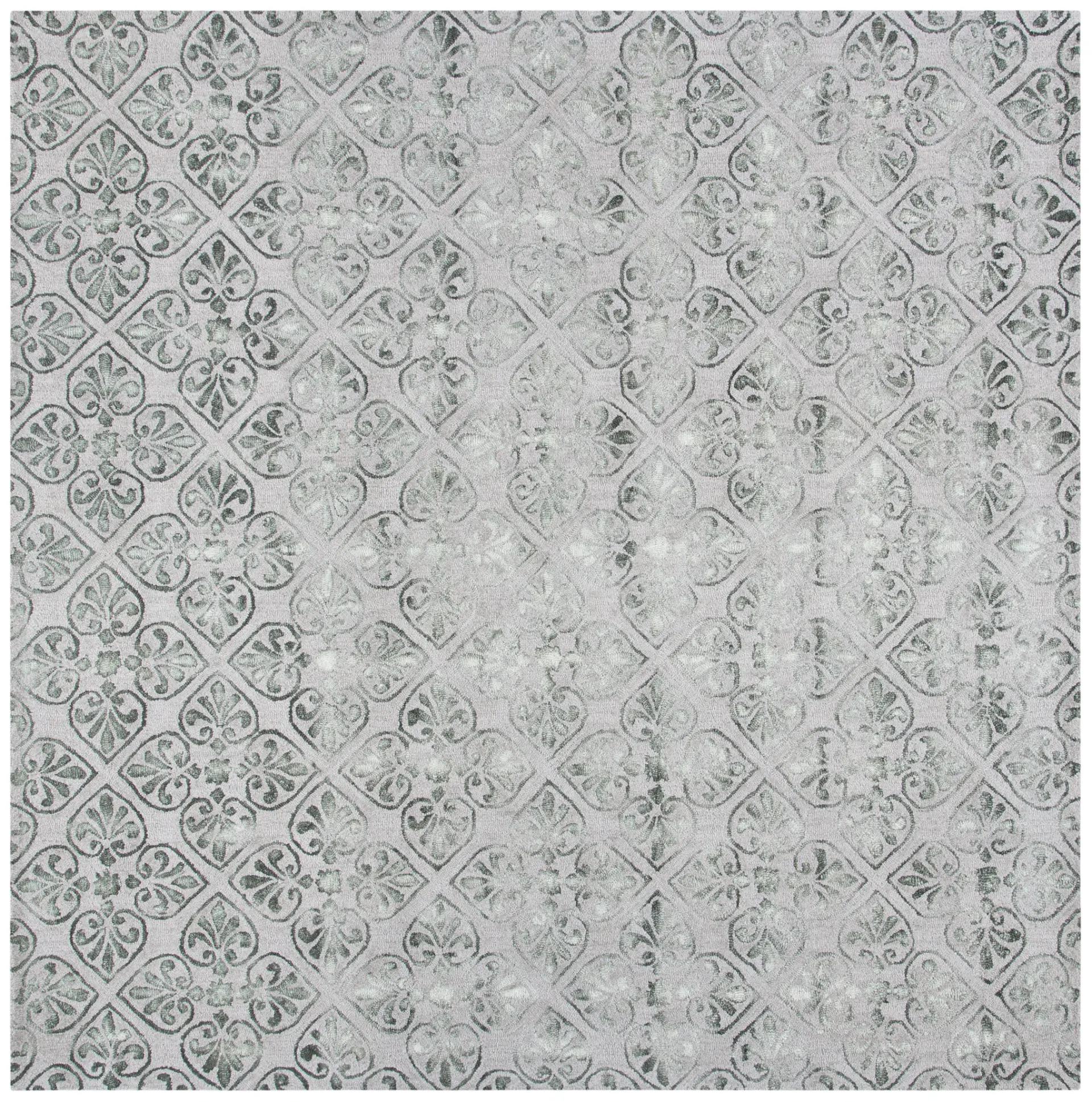 Dip Dye Floral Tile Hand-Tufted Wool Rug