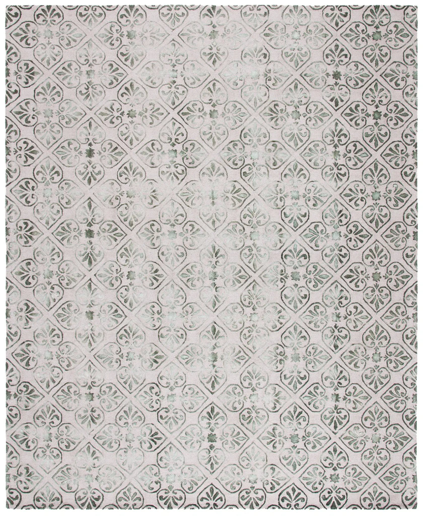 Dip Dye Floral Tile Hand-Tufted Wool Rug