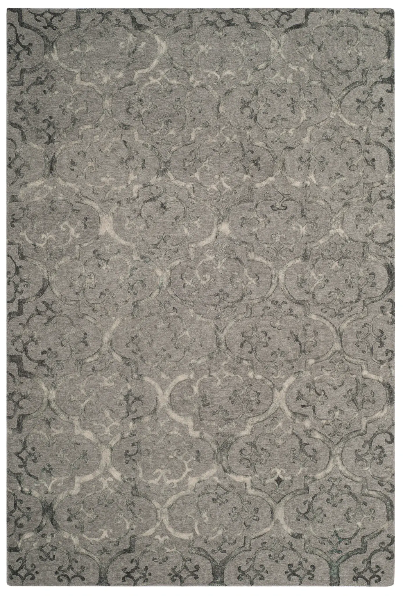 Dip Dye Floral Quatrefoil Hand-Tufted Wool Rug