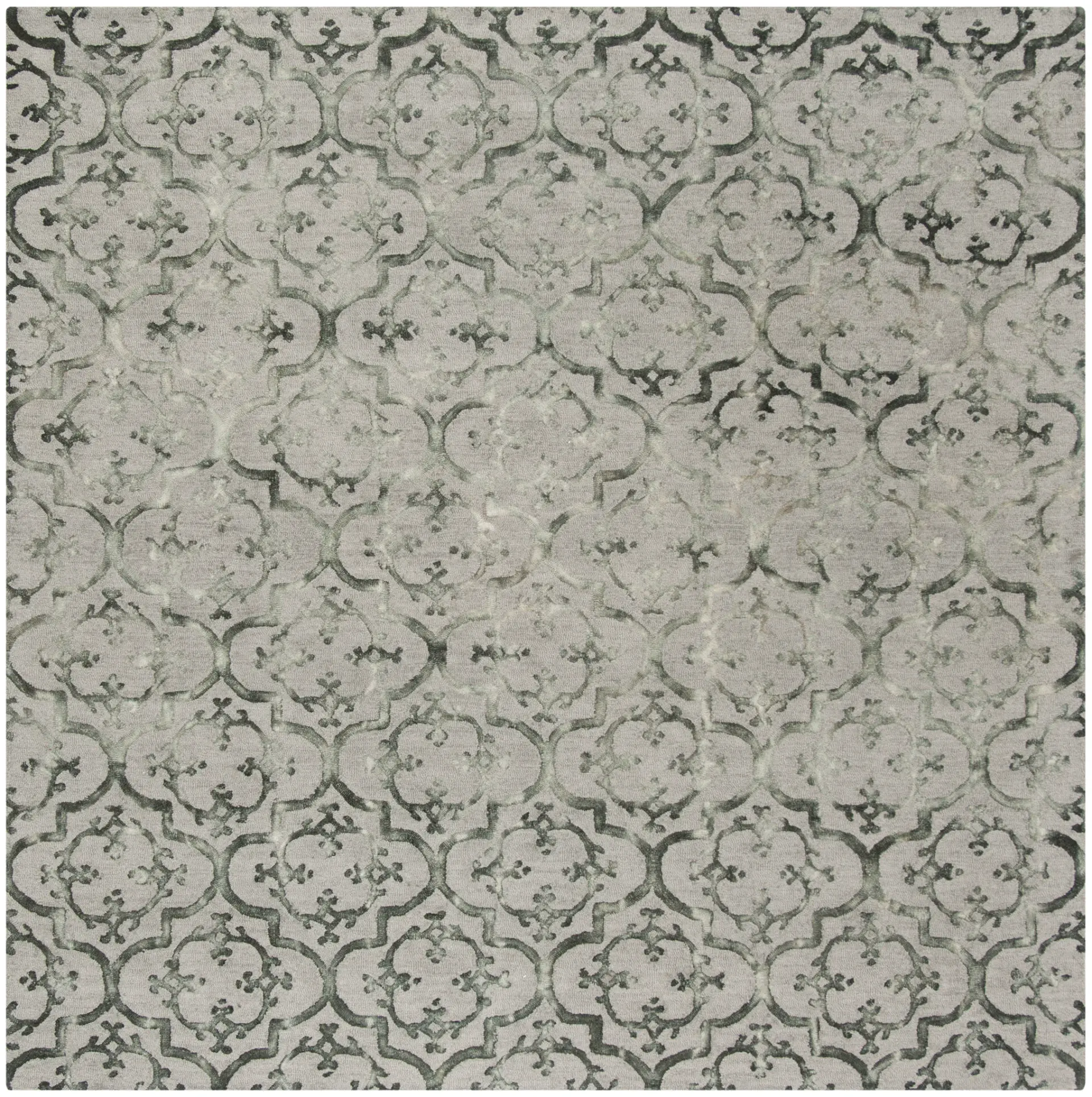 Dip Dye Floral Quatrefoil Hand-Tufted Wool Rug