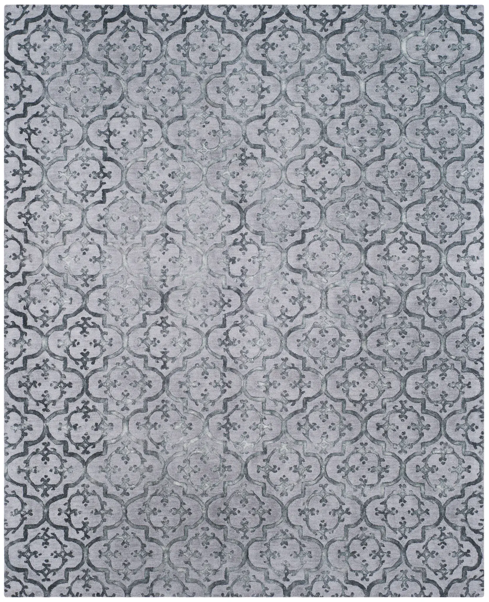 Dip Dye Floral Quatrefoil Hand-Tufted Wool Rug
