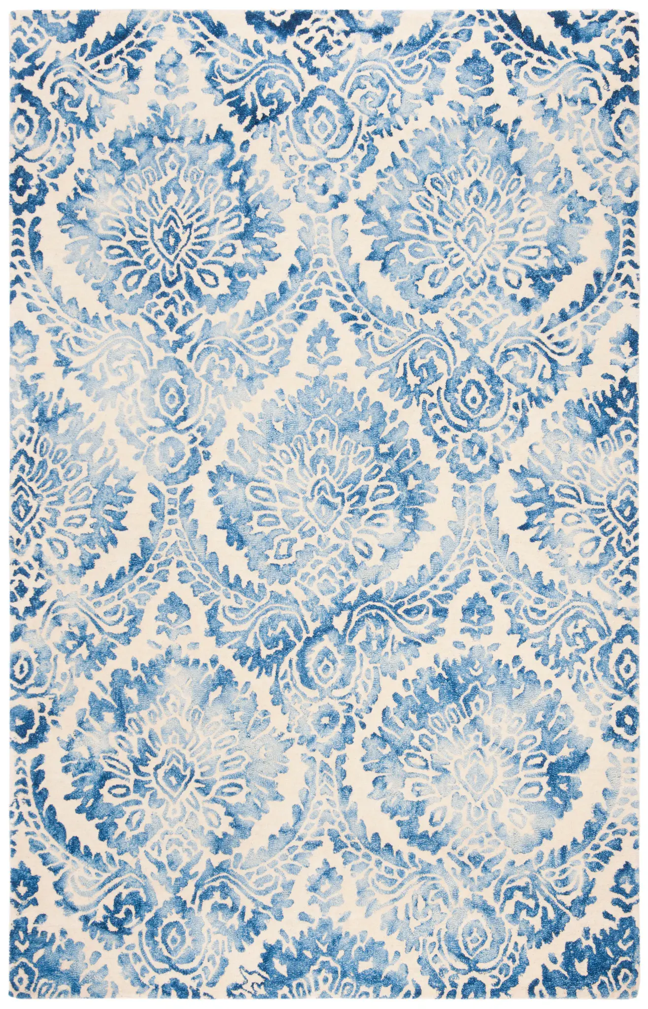 Dip Dye Ikat Damask Hand-Tufted Wool Rug