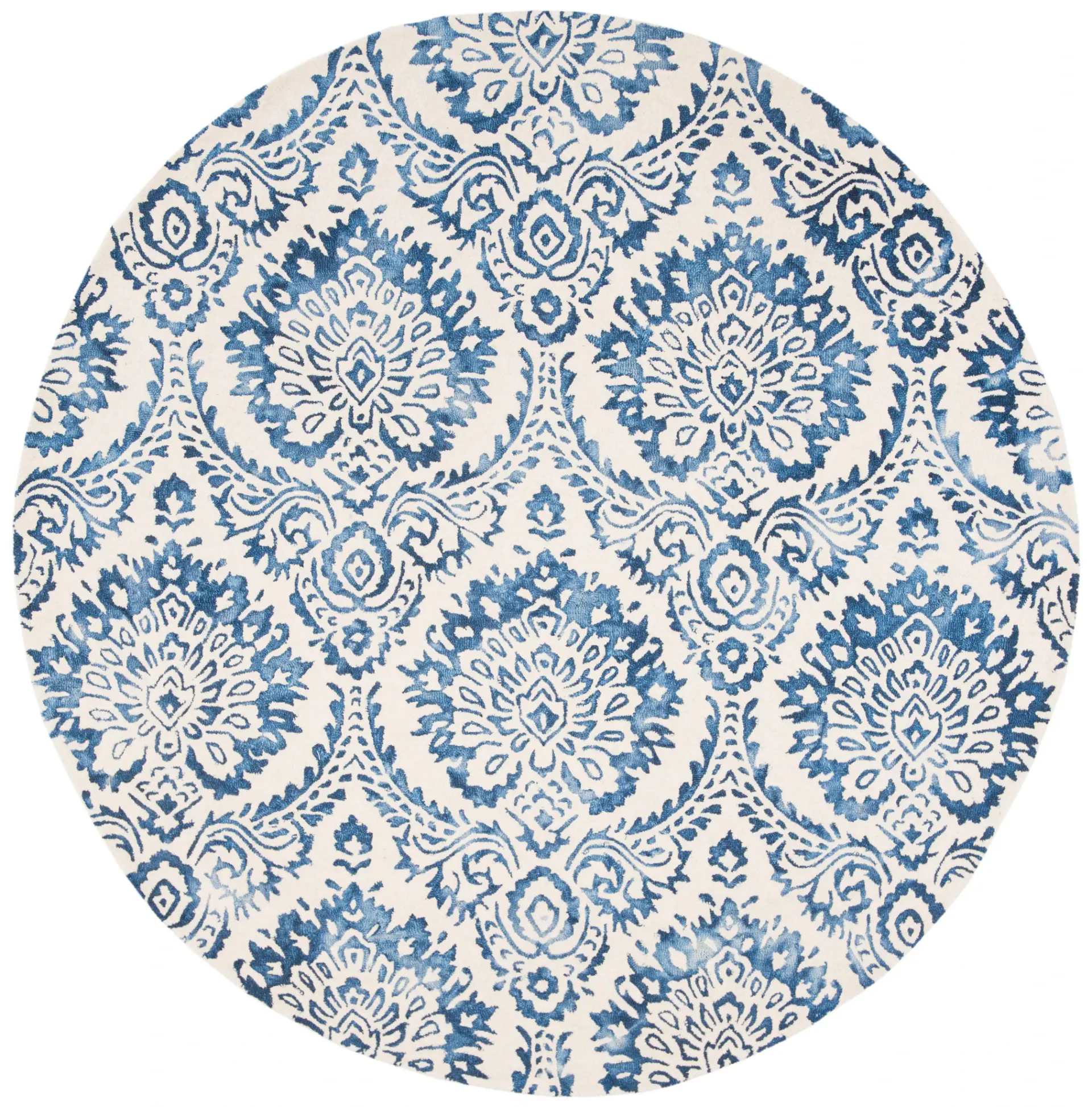 Dip Dye Ikat Damask Hand-Tufted Wool Rug