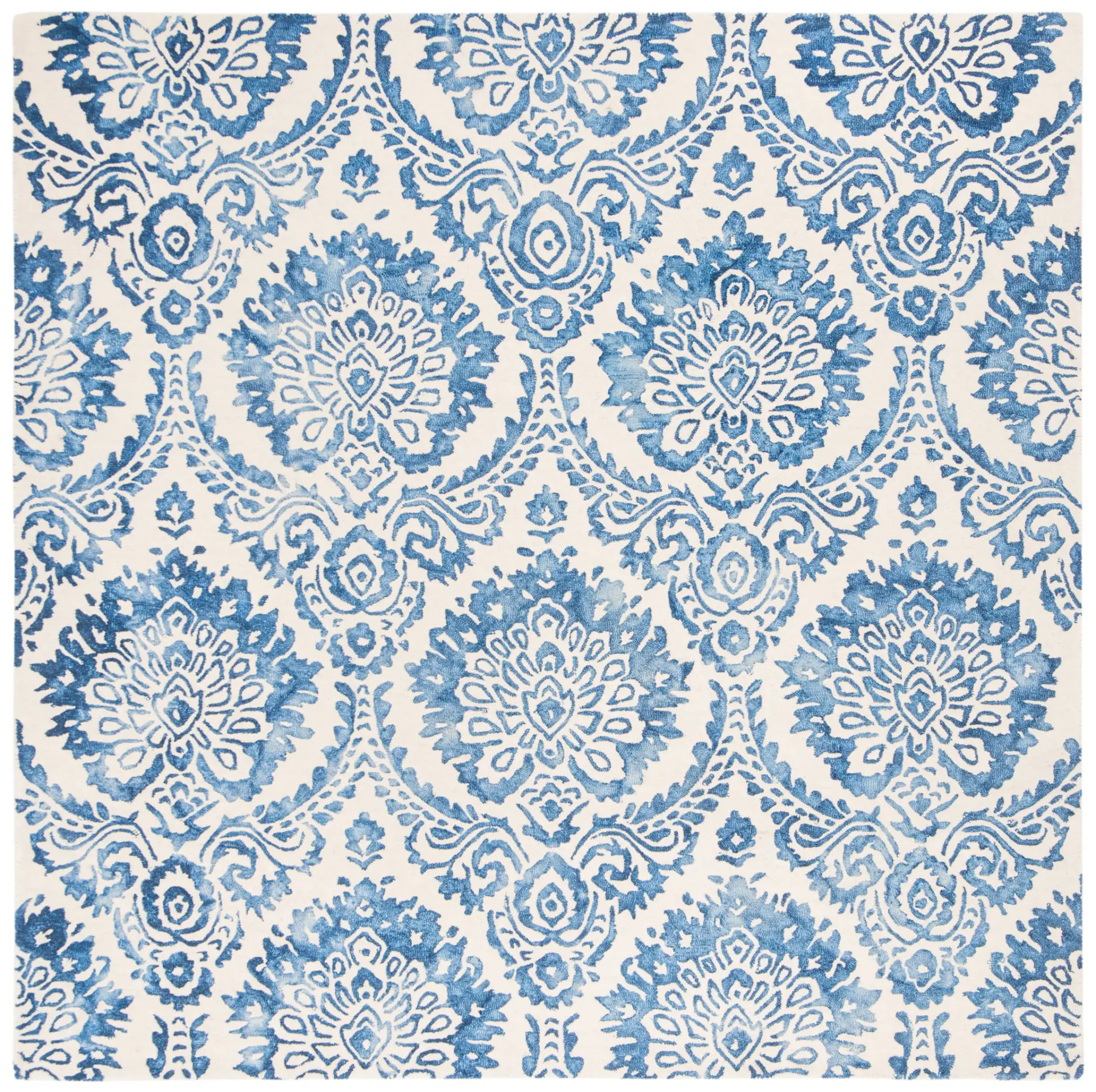 Dip Dye Ikat Damask Hand-Tufted Wool Rug