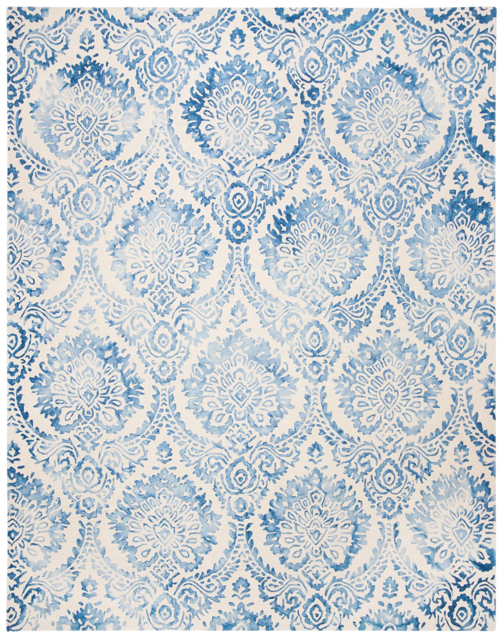 Dip Dye Ikat Damask Hand-Tufted Wool Rug