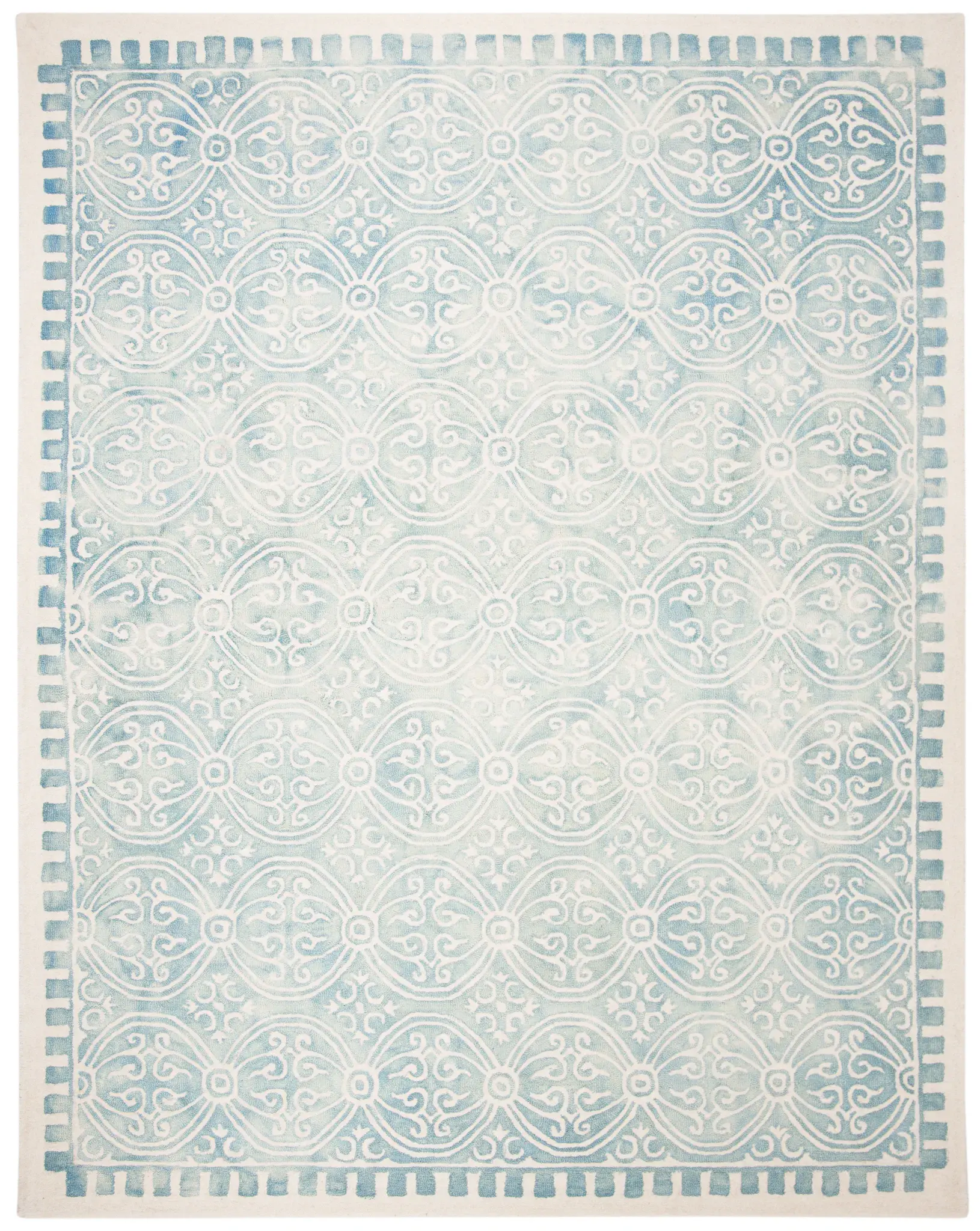 Dip Dye Trellis Border Hand-Tufted Wool Rug