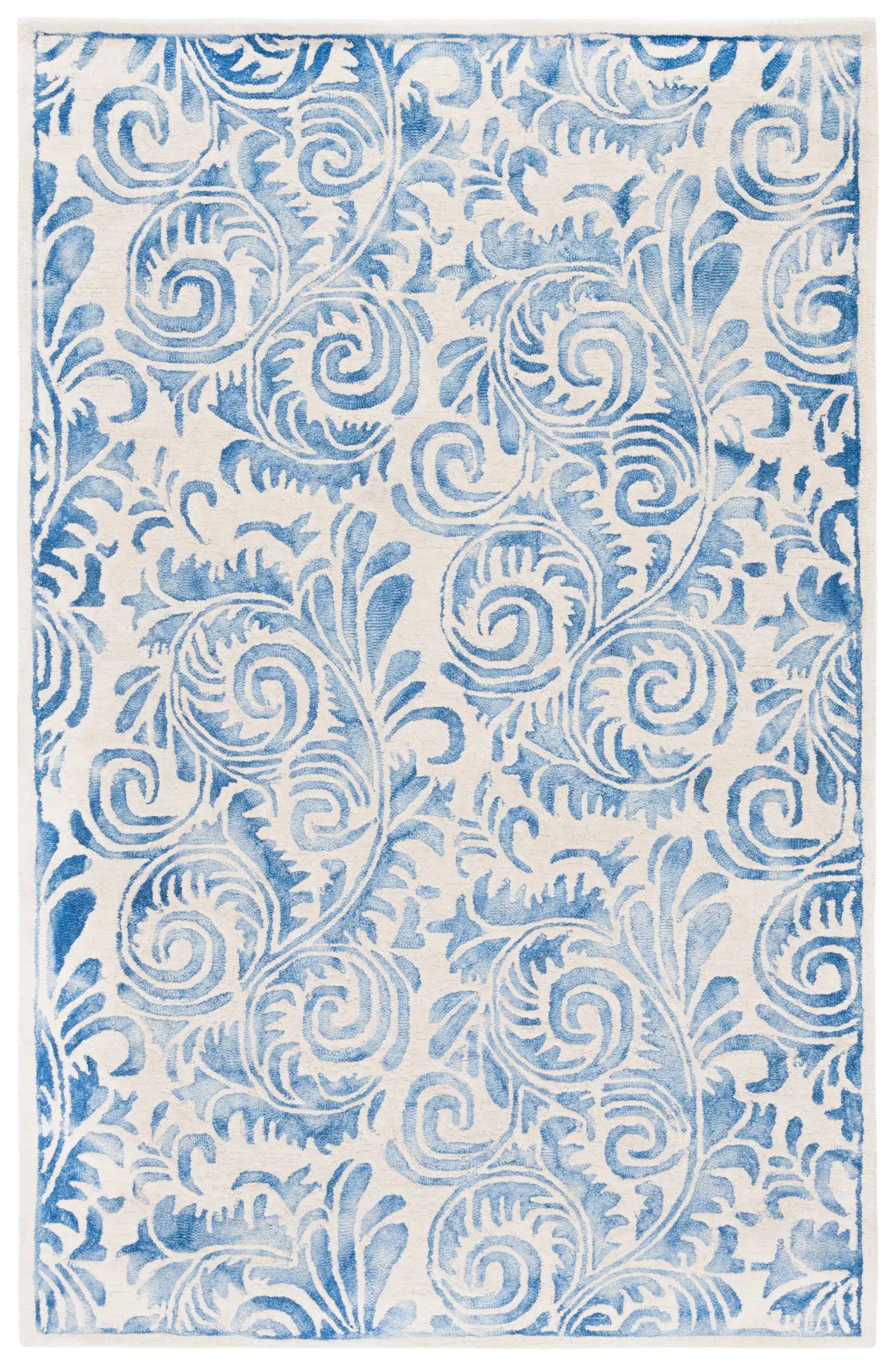 Dip Dye Scrollwork Hand-Tufted Wool Rug
