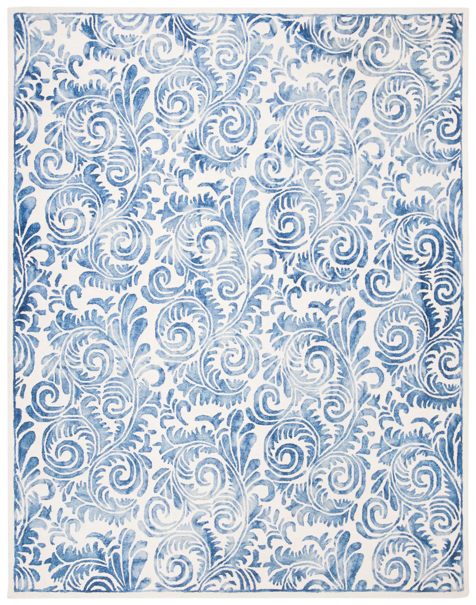 Dip Dye Scrollwork Hand-Tufted Wool Rug