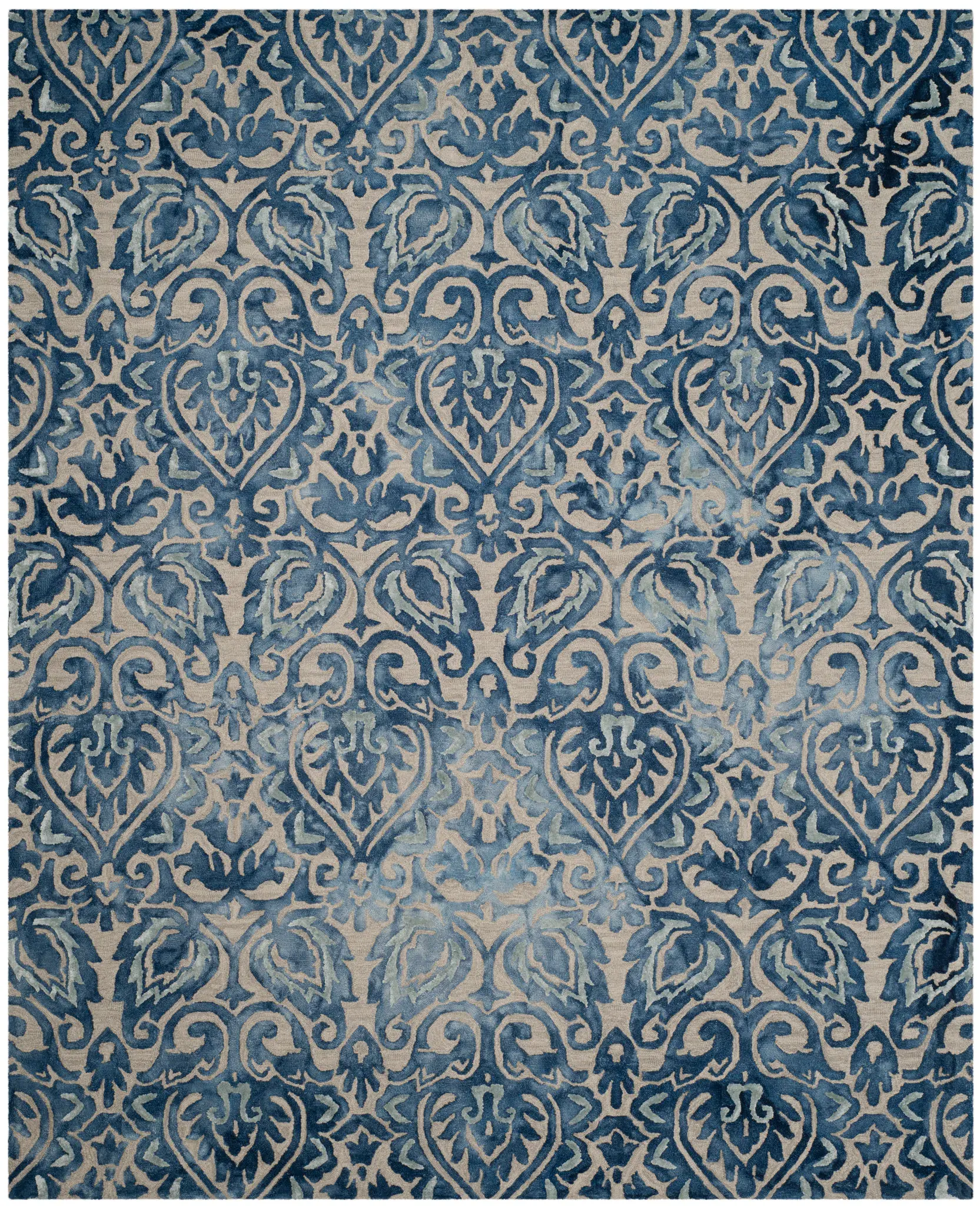 Dip Dye Damask Hand-Tufted Rug