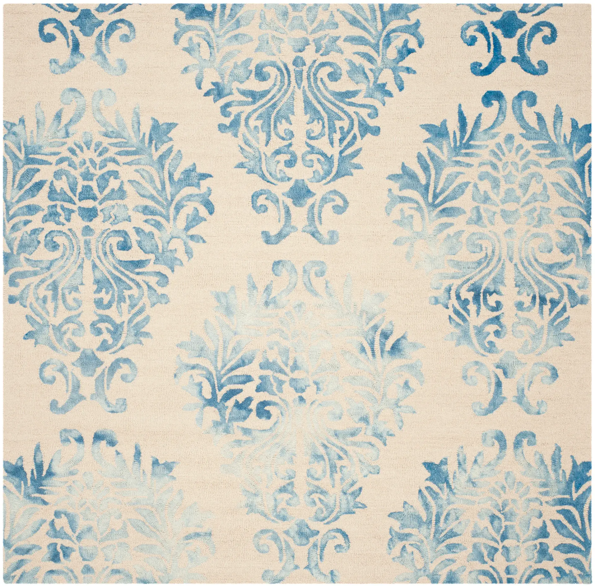 Dip Dye Palmette Damask Hand-Tufted Wool Rug
