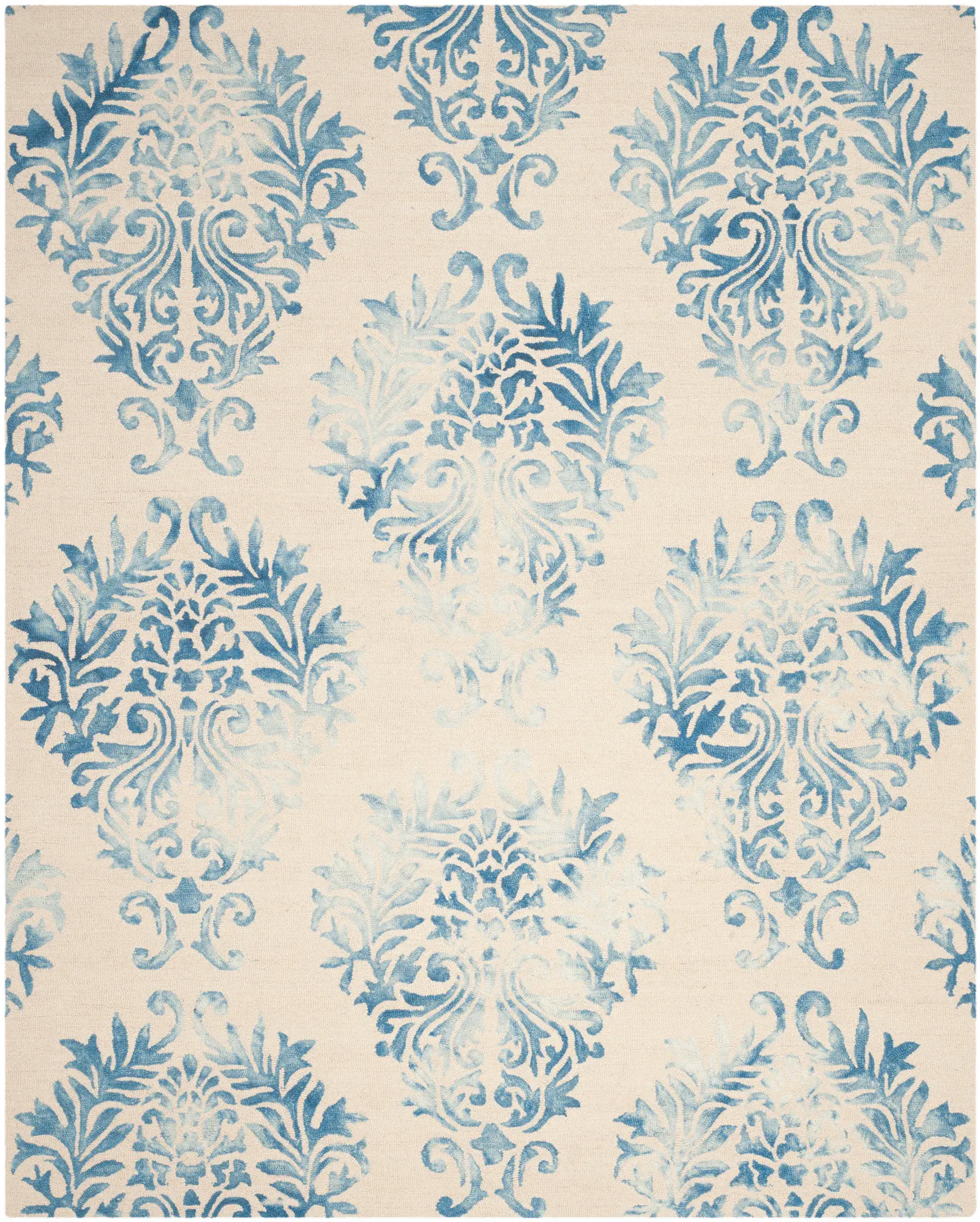 Dip Dye Palmette Damask Hand-Tufted Wool Rug