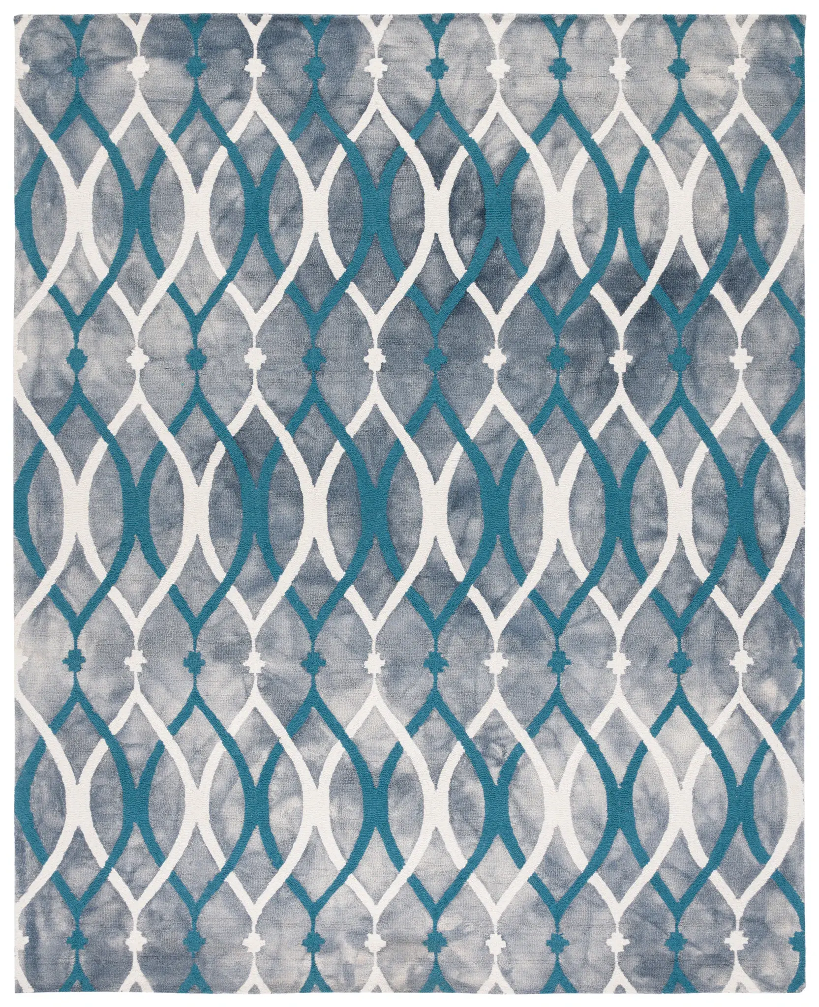 Dip Dye Interlocking Trellis Hand-Tufted Wool Rug