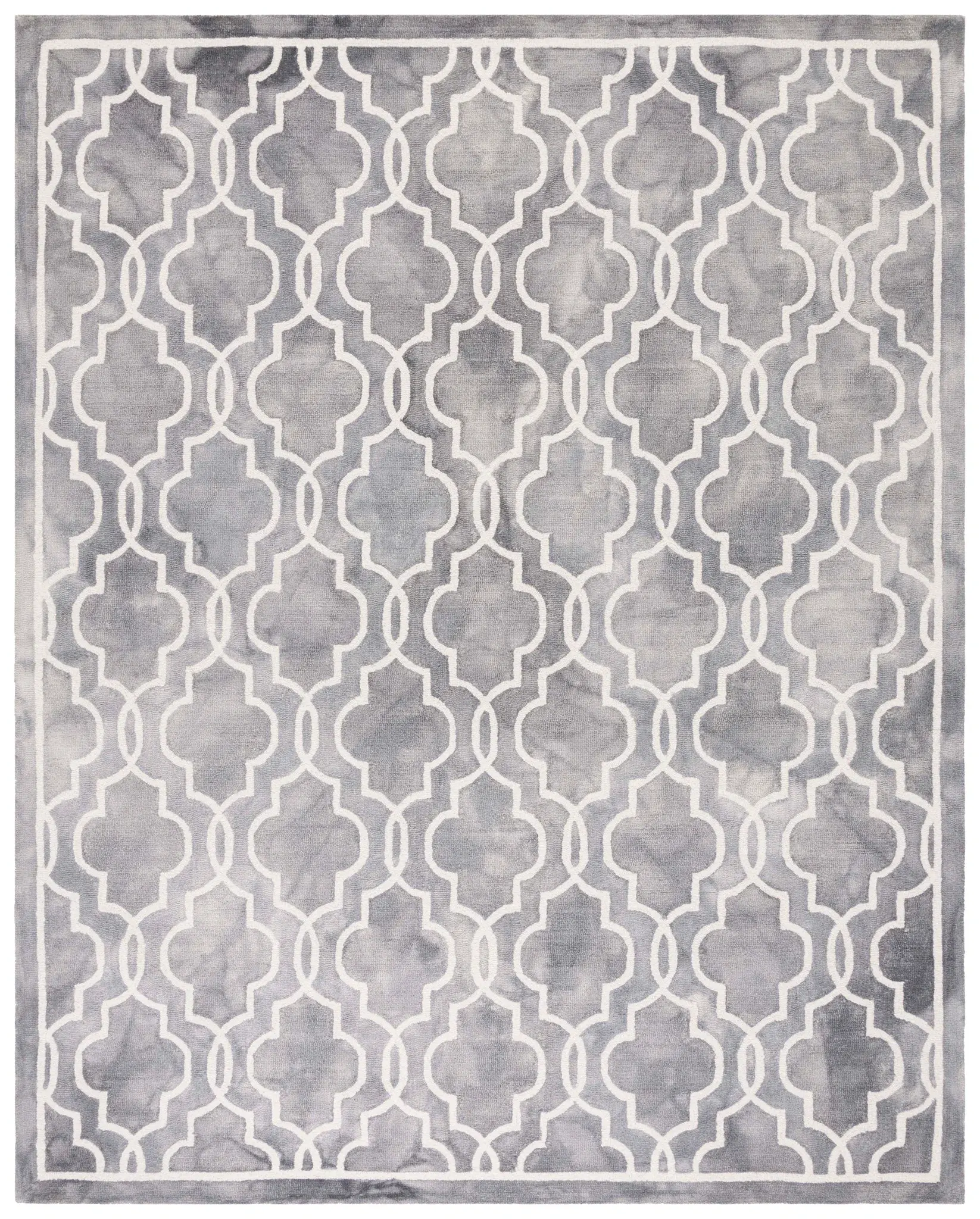 Dip Dye Bordered Quatrefoil Hand-Tufted Wool Rug
