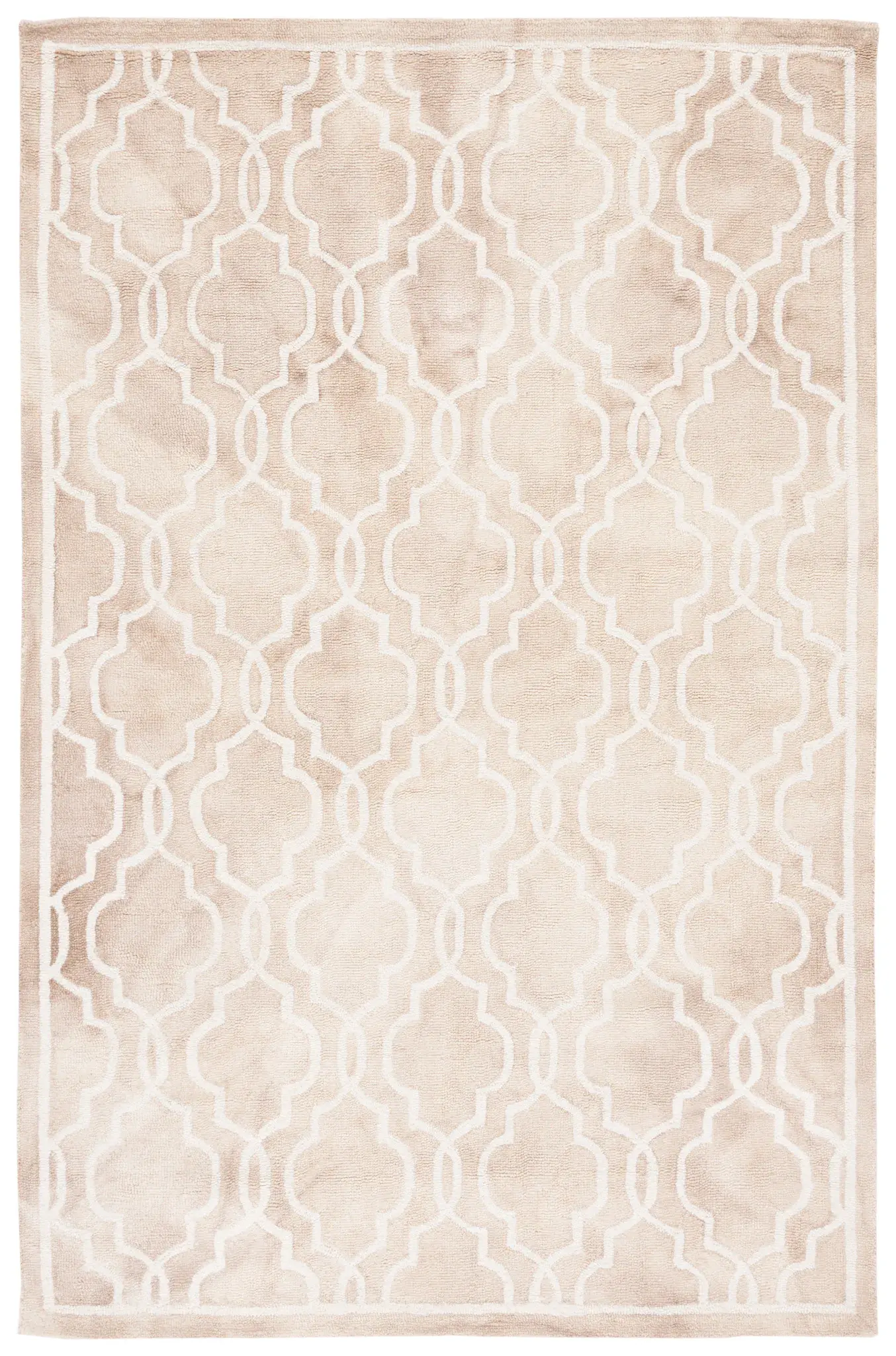 Dip Dye Bordered Quatrefoil Hand-Tufted Wool Rug