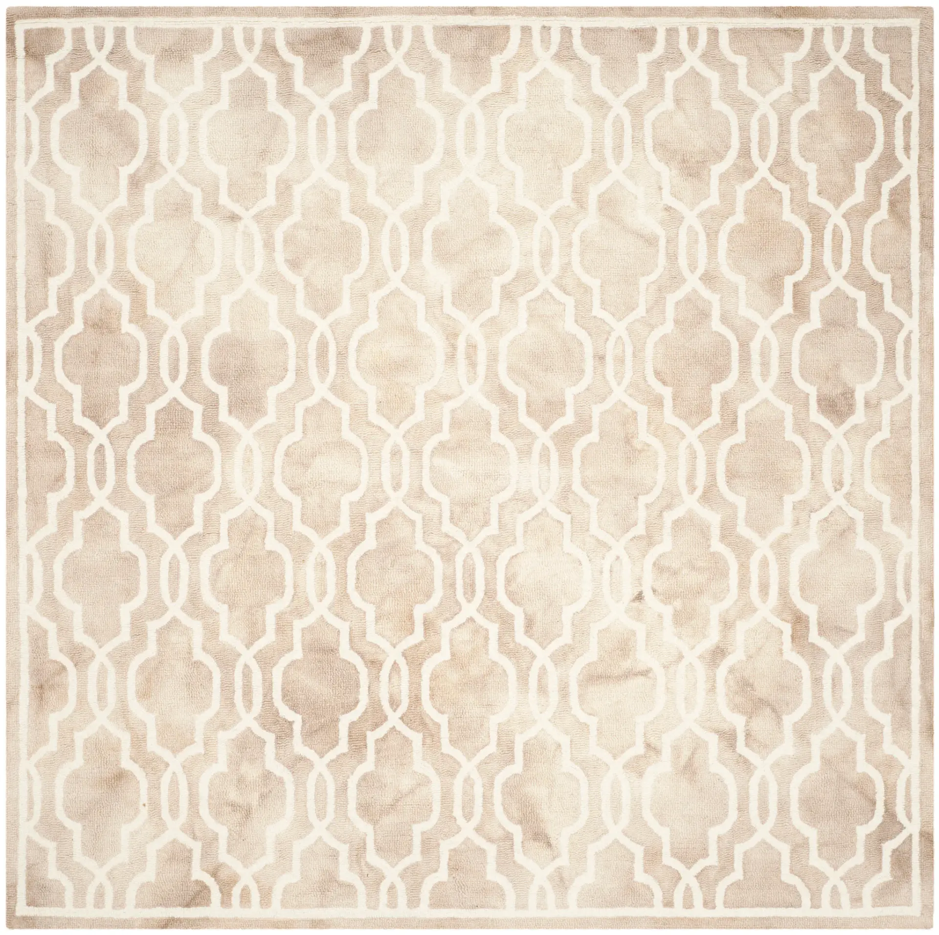 Dip Dye Bordered Quatrefoil Hand-Tufted Wool Rug
