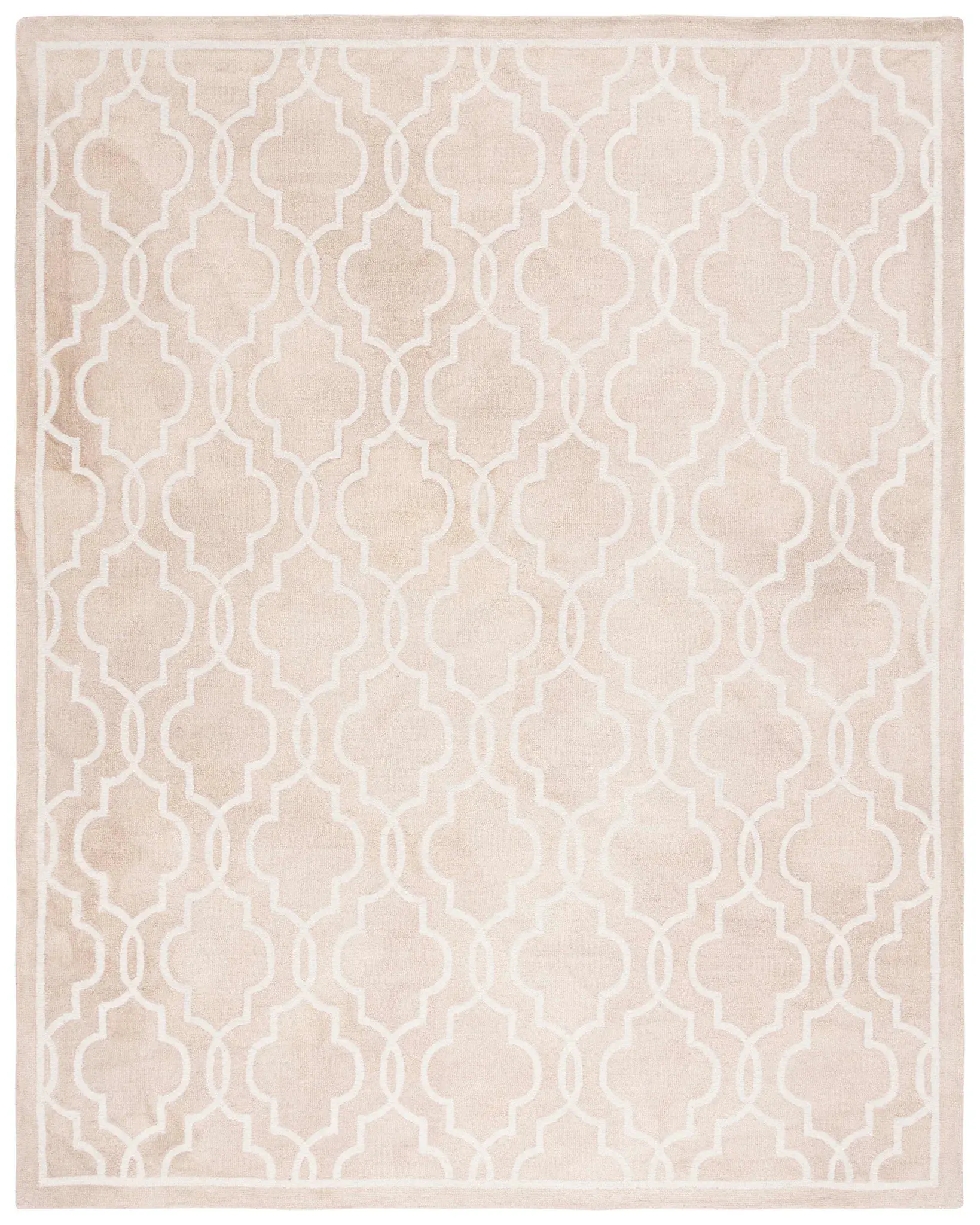 Dip Dye Bordered Quatrefoil Hand-Tufted Wool Rug
