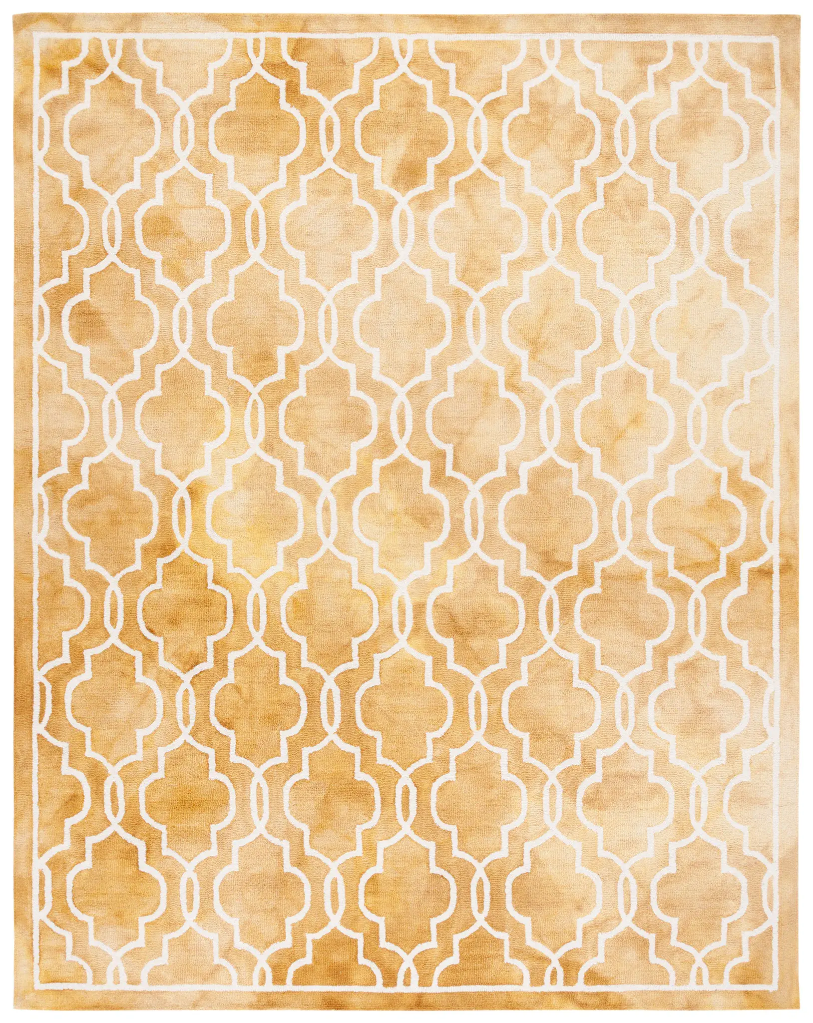 Dip Dye Bordered Quatrefoil Hand-Tufted Wool Rug