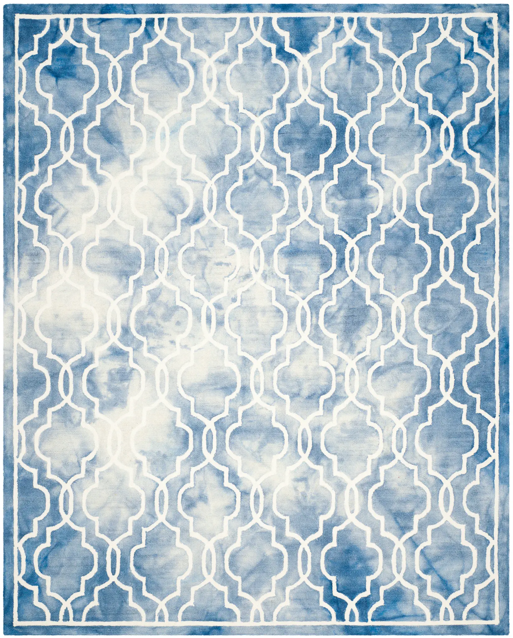 Dip Dye Bordered Quatrefoil Hand-Tufted Wool Rug