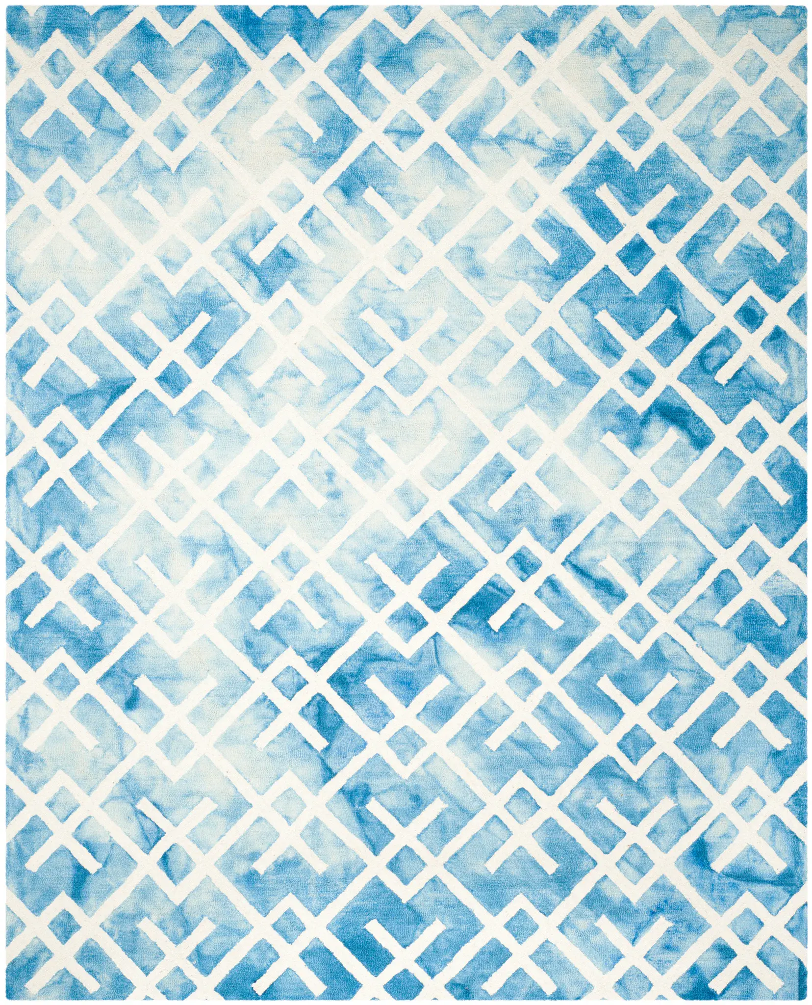 Dip Dye Crossed Lattice Hand-Tufted Wool Rug