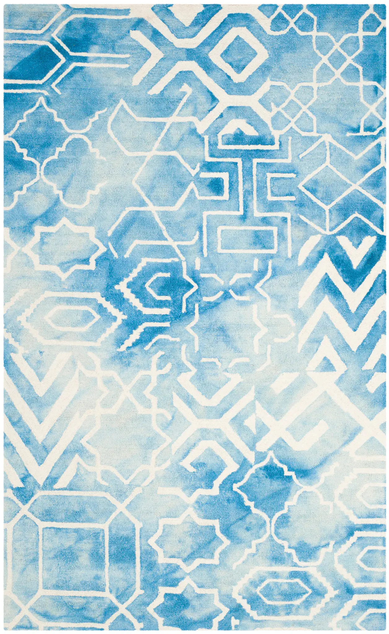 Dip Dye Mixed Geometric Hand-Tufted Wool Rug