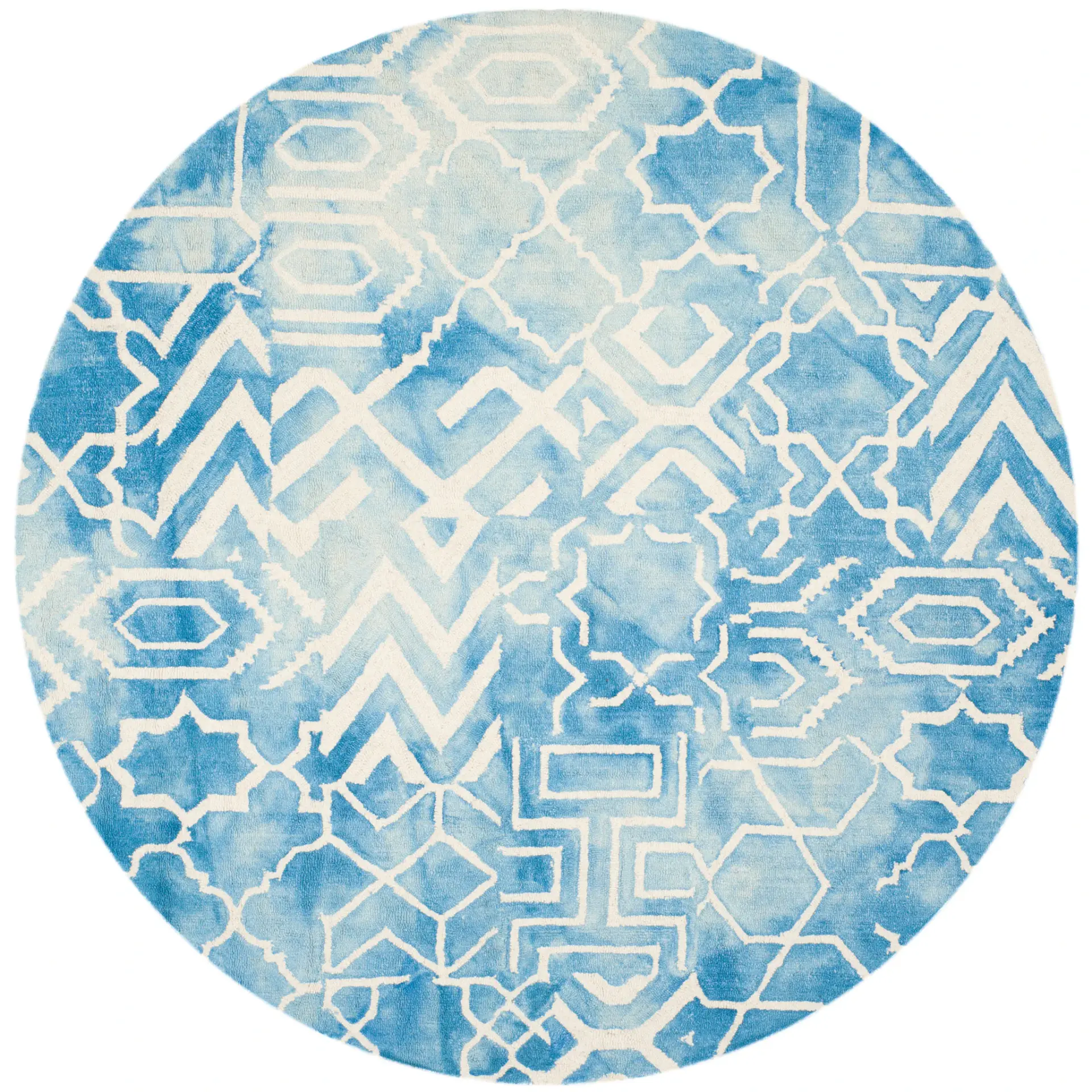 Dip Dye Mixed Geometric Hand-Tufted Wool Rug