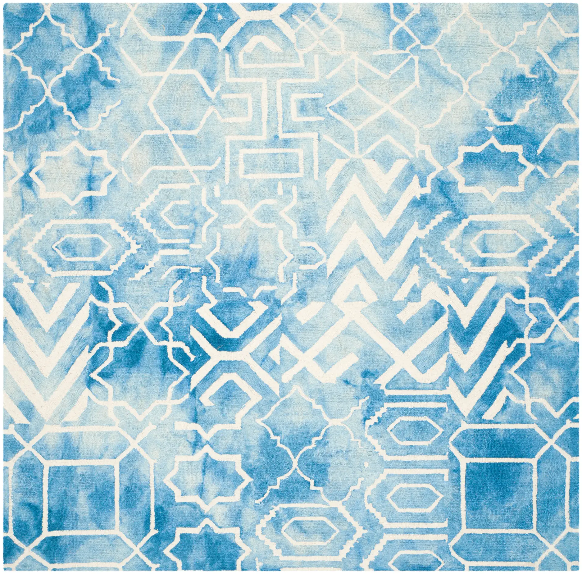 Dip Dye Mixed Geometric Hand-Tufted Wool Rug