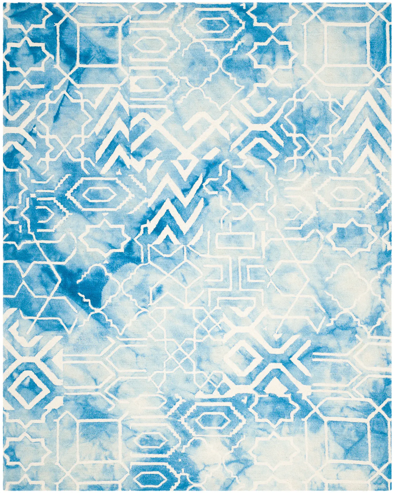 Dip Dye Mixed Geometric Hand-Tufted Wool Rug
