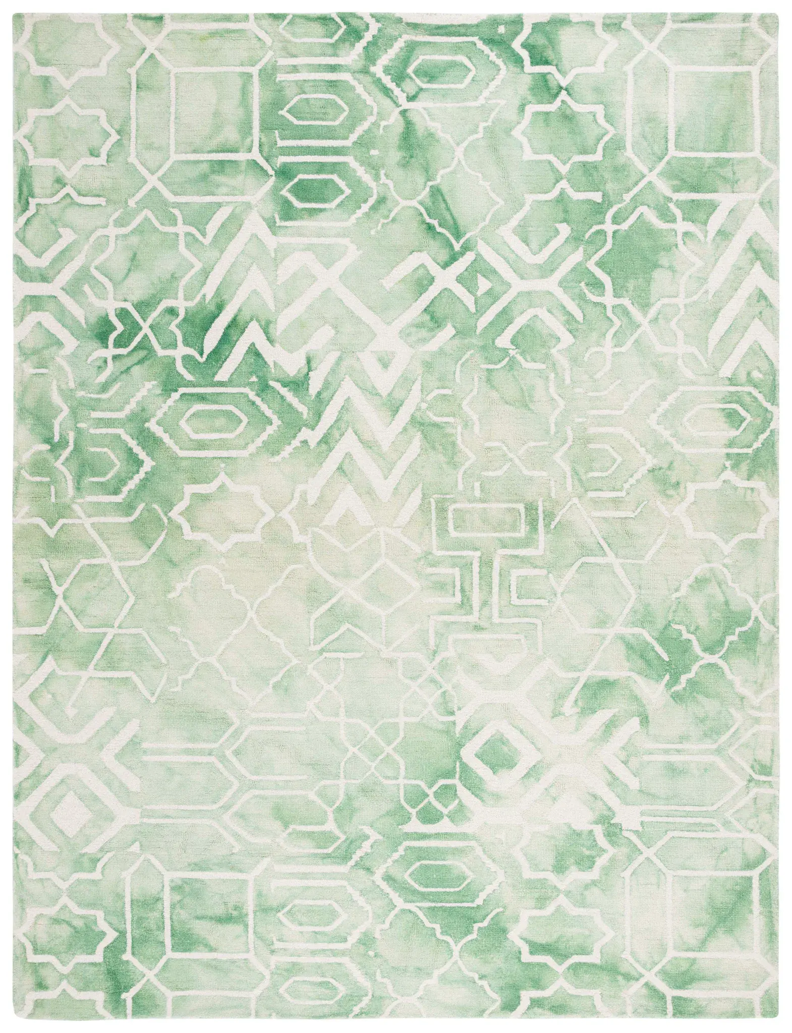 Dip Dye Mixed Geometric Hand-Tufted Wool Rug