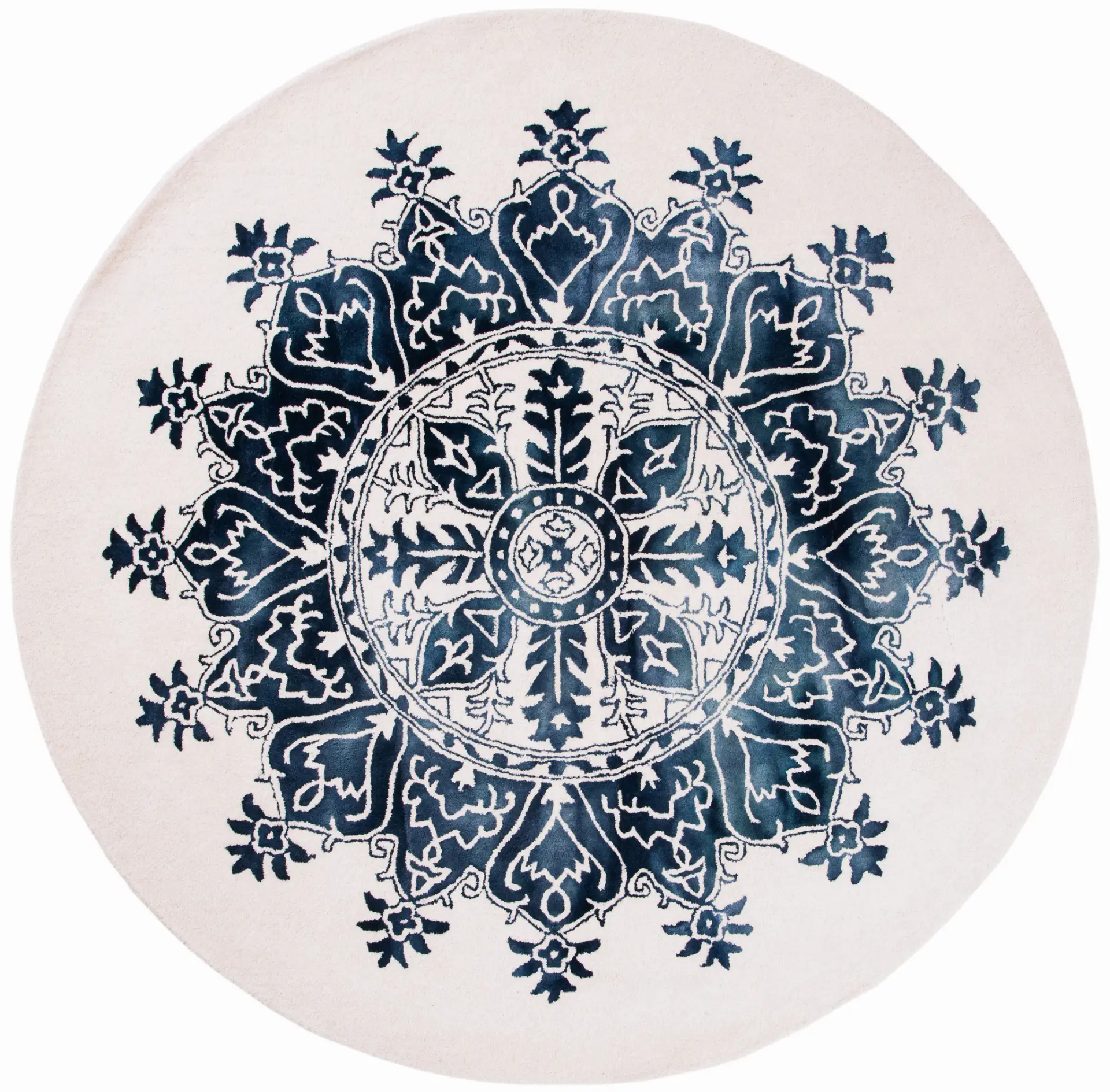 Dip Dye Medallion Hand-Tufted Wool Rug