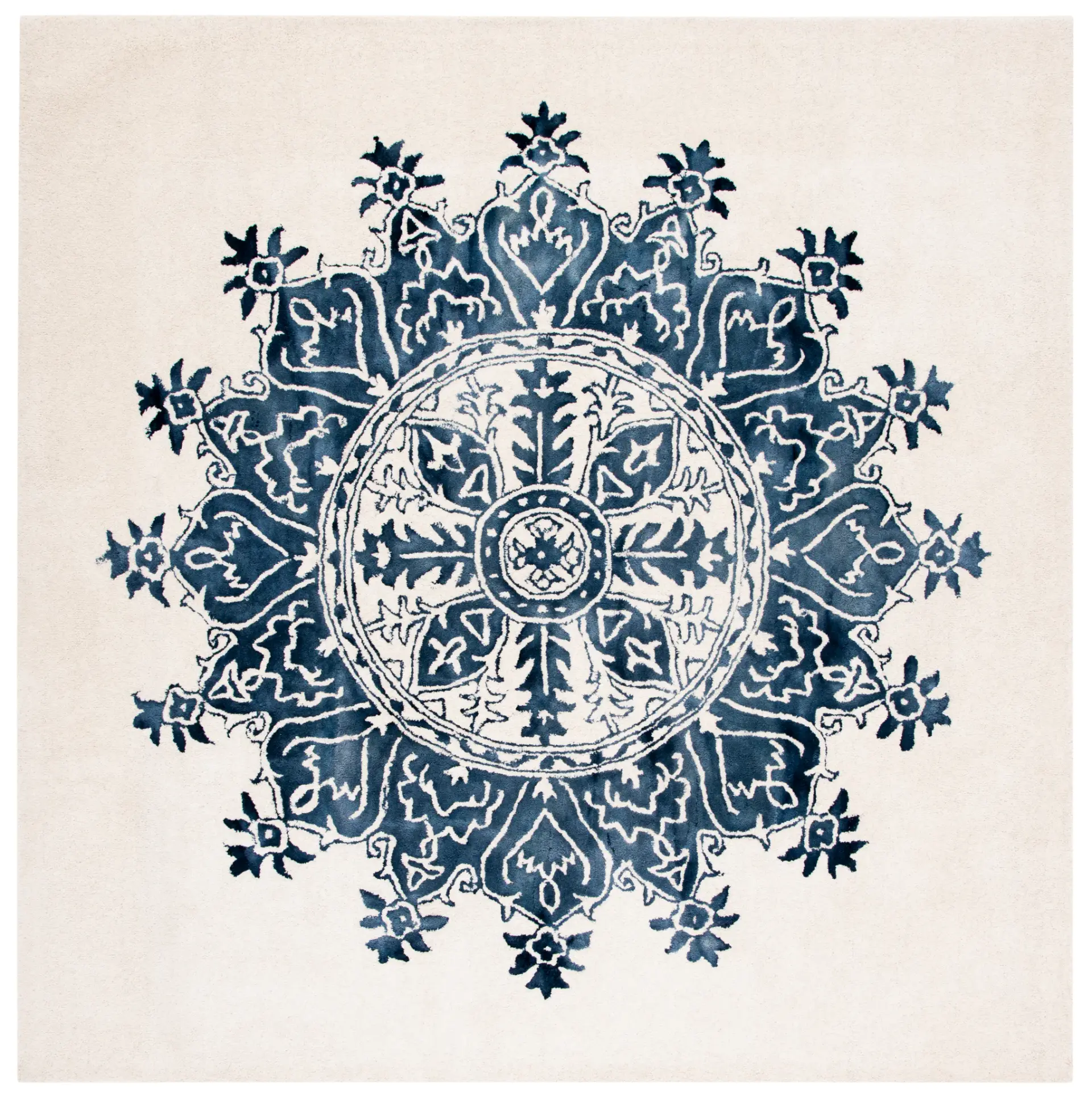 Dip Dye Medallion Hand-Tufted Wool Rug