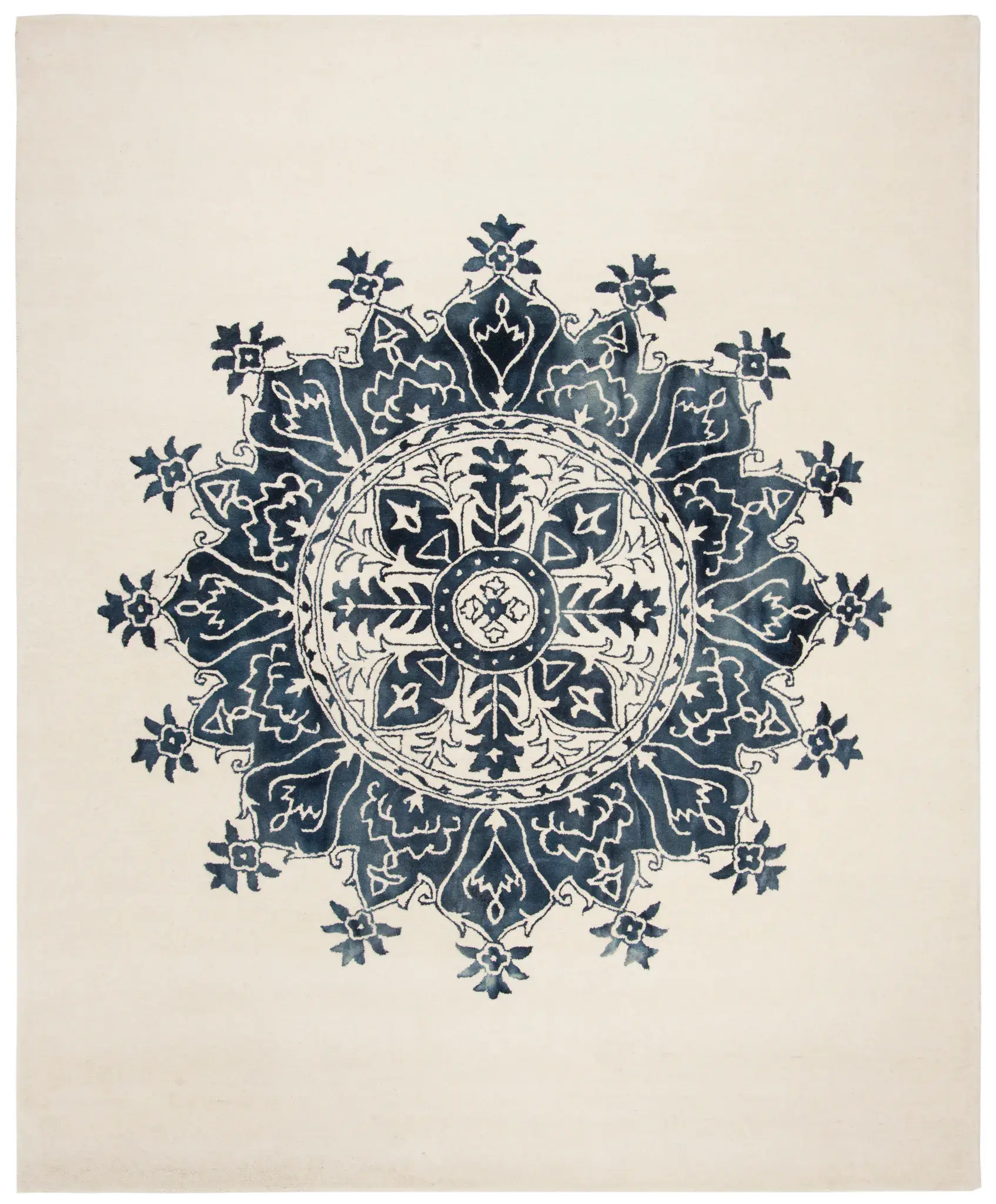 Dip Dye Medallion Hand-Tufted Wool Rug