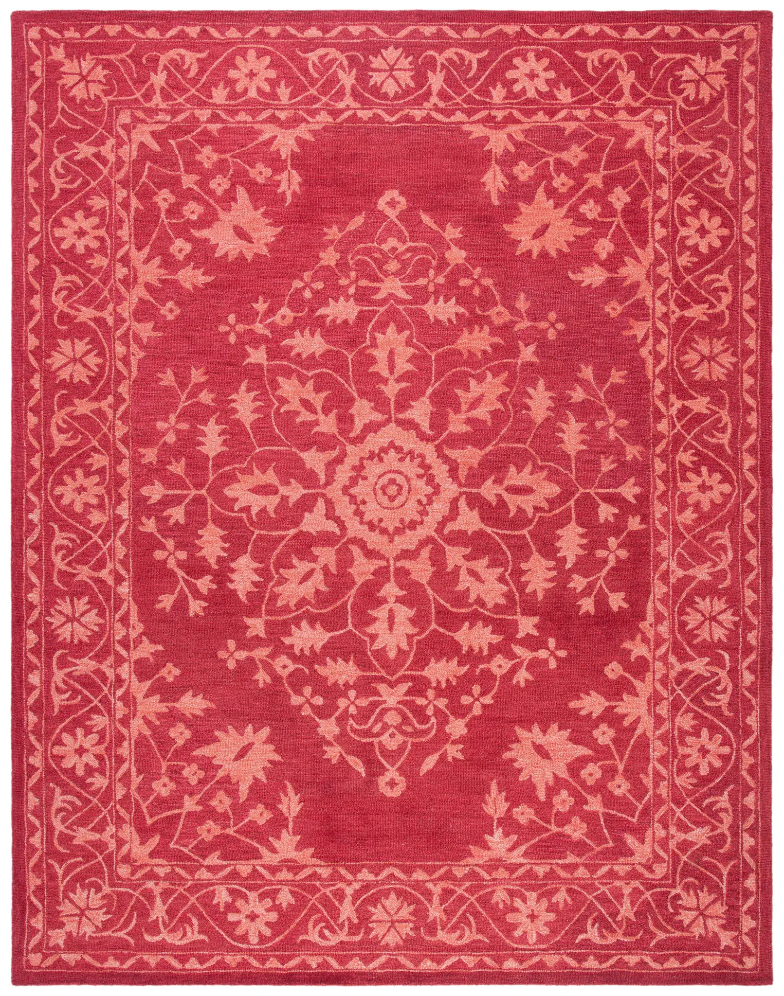 Dip Dye Bordered Medallion Hand-Tufted Wool Rug