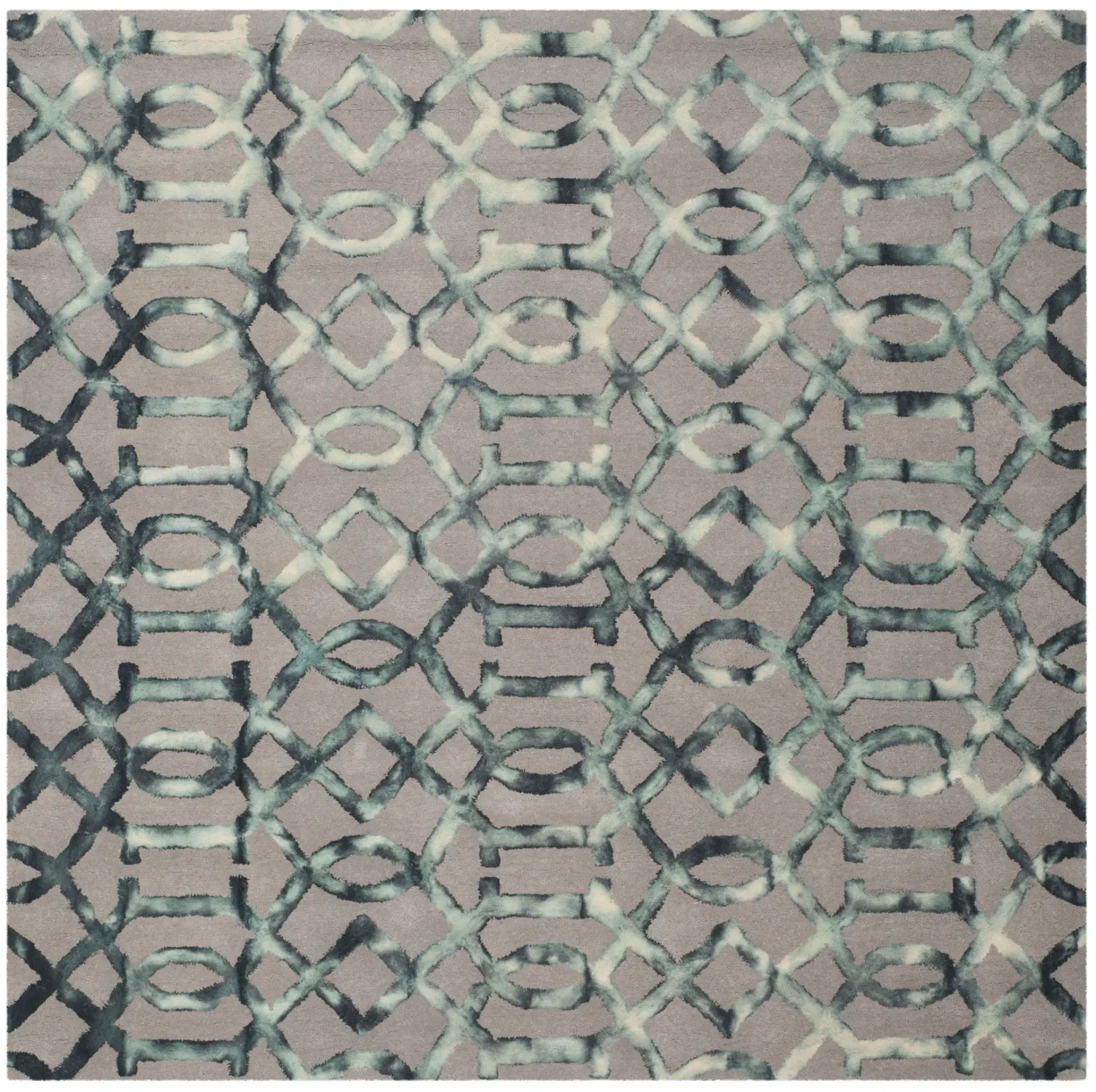 Dip Dye Geometric Trellis Hand-Tufted Wool Rug