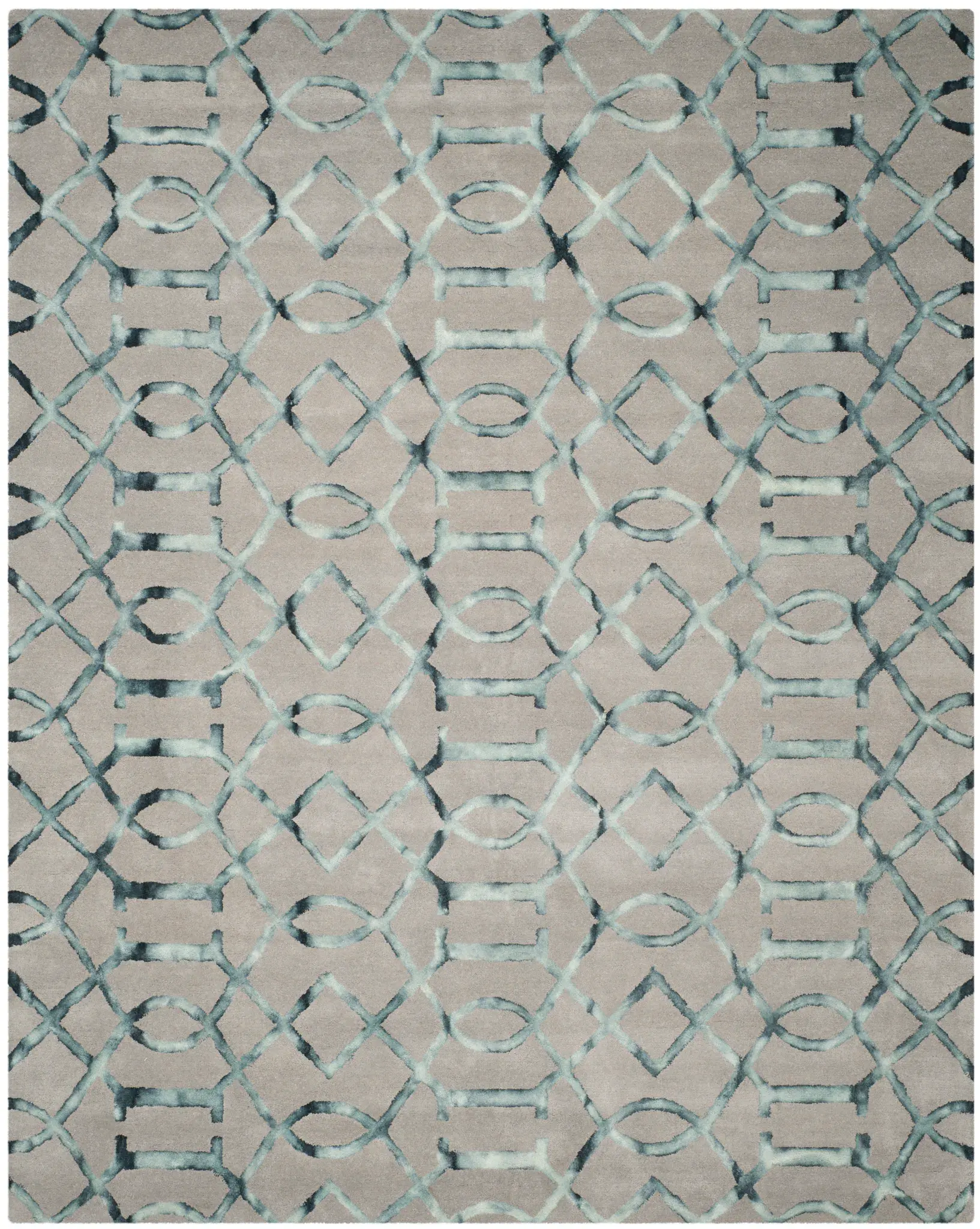 Dip Dye Geometric Trellis Hand-Tufted Wool Rug