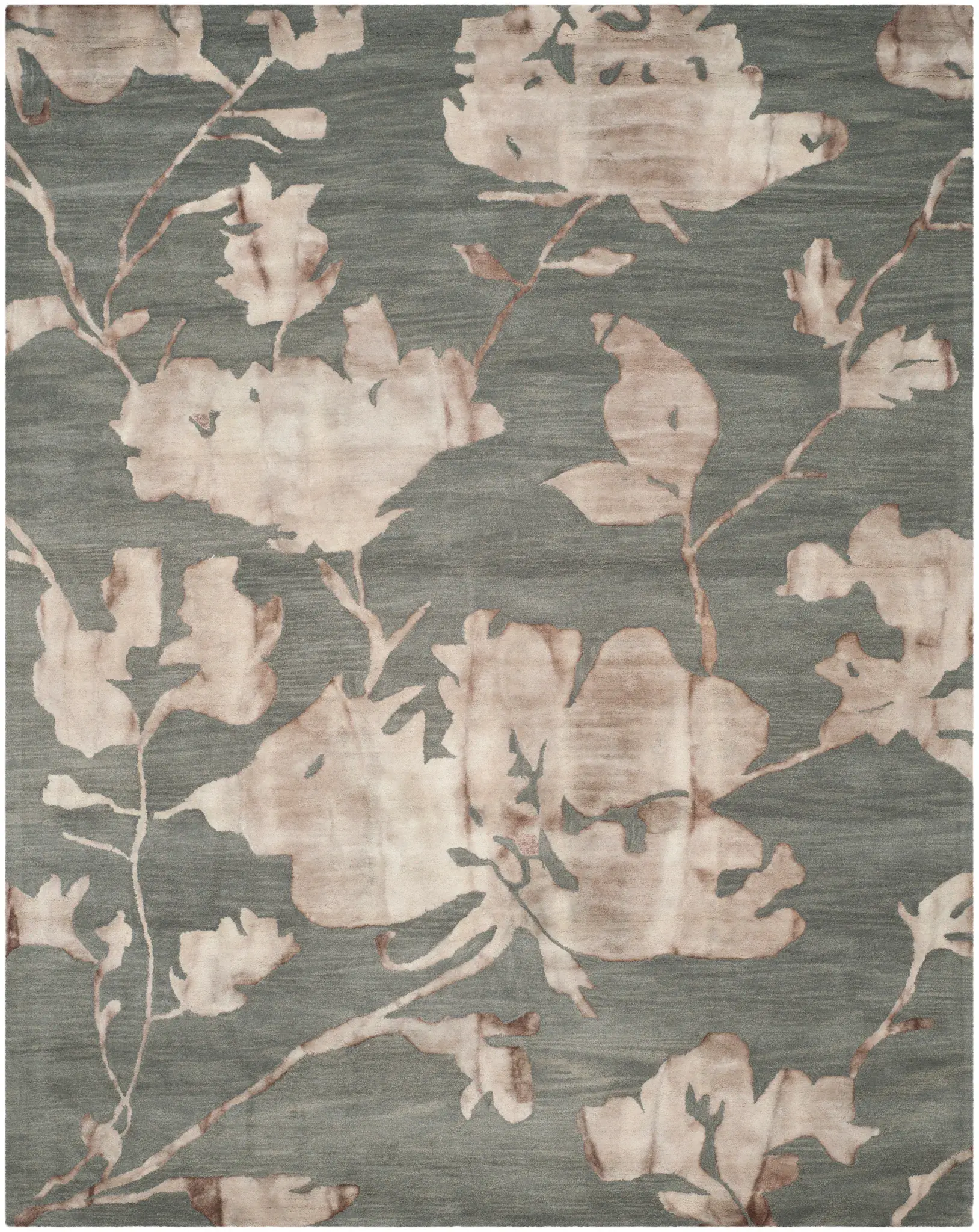 Dip Dye Watercolor Floral Hand-Tufted Wool Rug