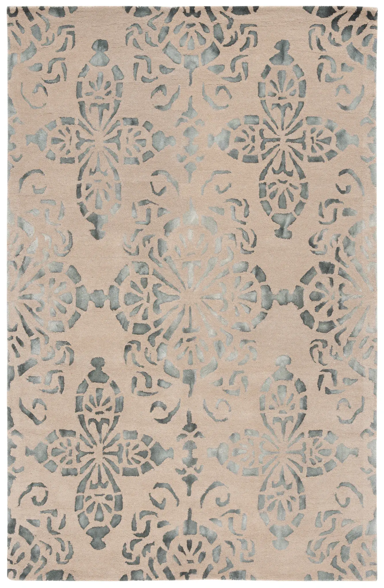 Dip Dye Damask Hand-Tufted Wool Rug